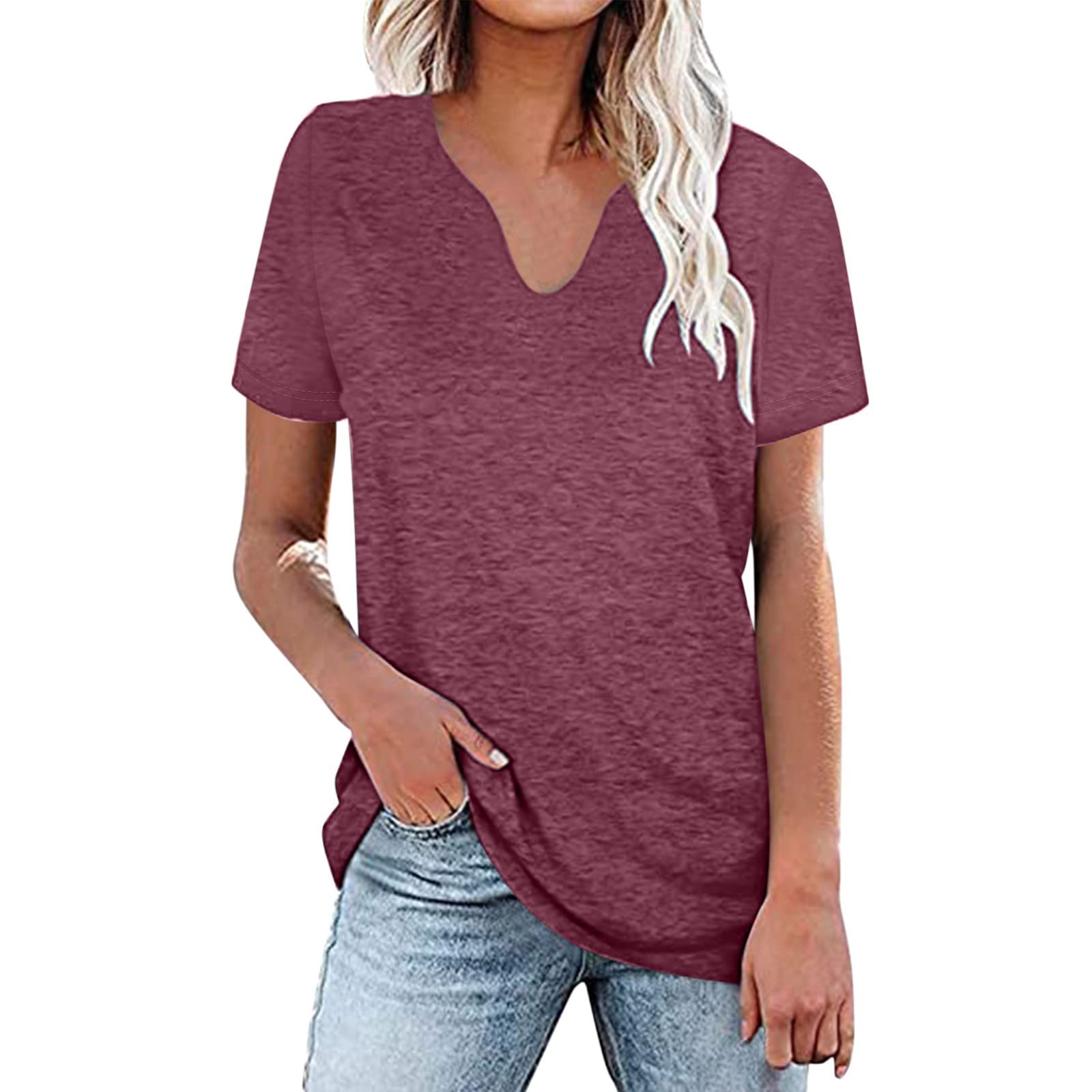 Women's Summer Knit Tops - Casual Ruffle Short Sleeve V-Neck Tunic Tank Tops & Tee Blouses | Perfect for Beach Outings, Casual Wear & Summer Fashion