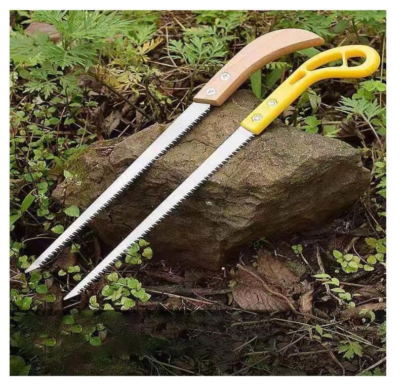 Flexaza Portable Hand Saw - 3 Pack Outdoor Folding Hand Saws with Wooden Handle (Yellow & Grey) for Camping, Hiking, Gardening & DIY Projects