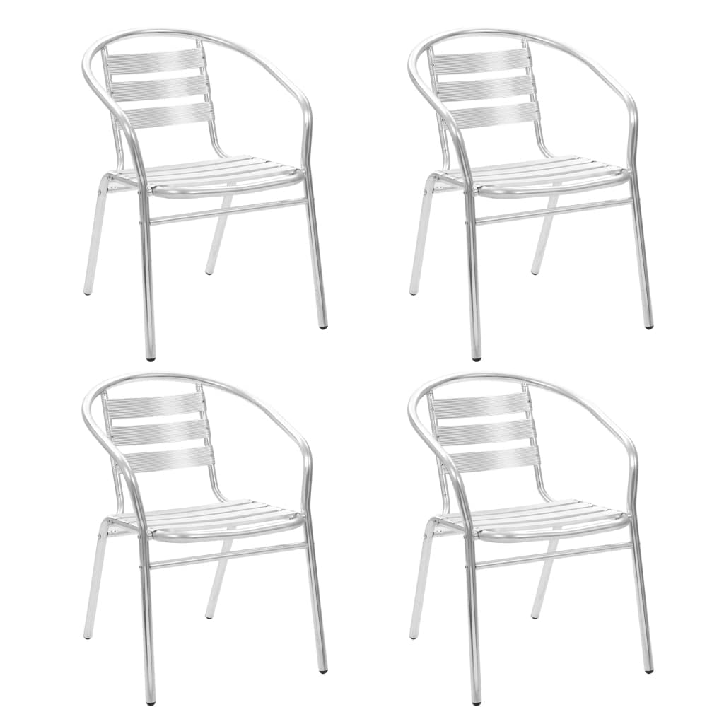 4-Piece Stackable Aluminum Outdoor Dining Chairs with Armrests - Patio, Garden, Backyard & Poolside Furniture for Relaxing & Entertaining