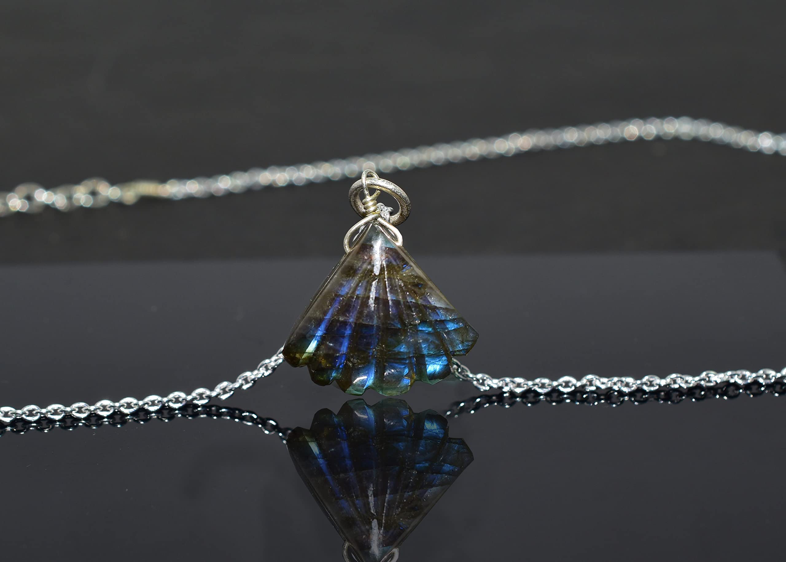 Labradorite Shell Necklace - Healing Gemstone Jewelry Gift for Women | Birthday & Spiritual Use