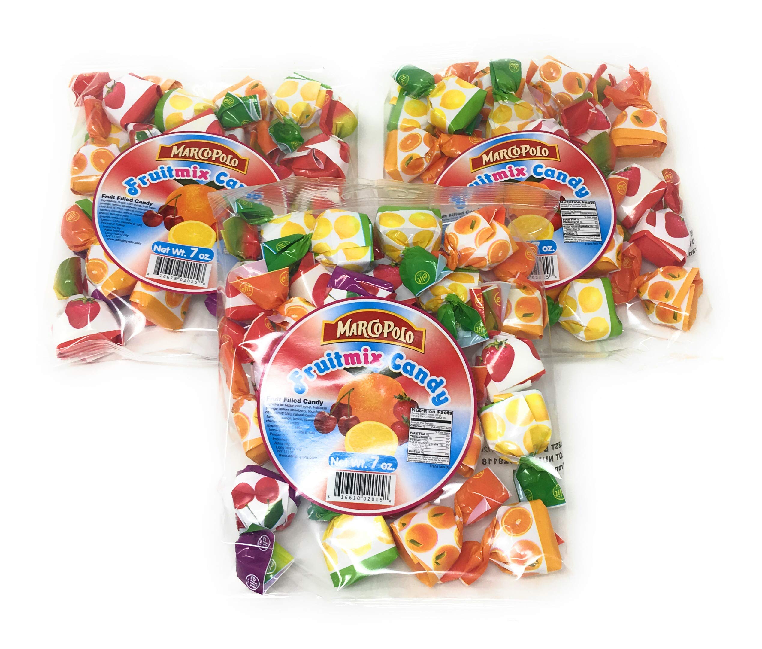 Marco Polo Hard Candy Assortment - Mixed Fruit Flavors - 8oz Bag (Pack of 3) - Perfect for Office Snacks, Party Favors & Travel Treats