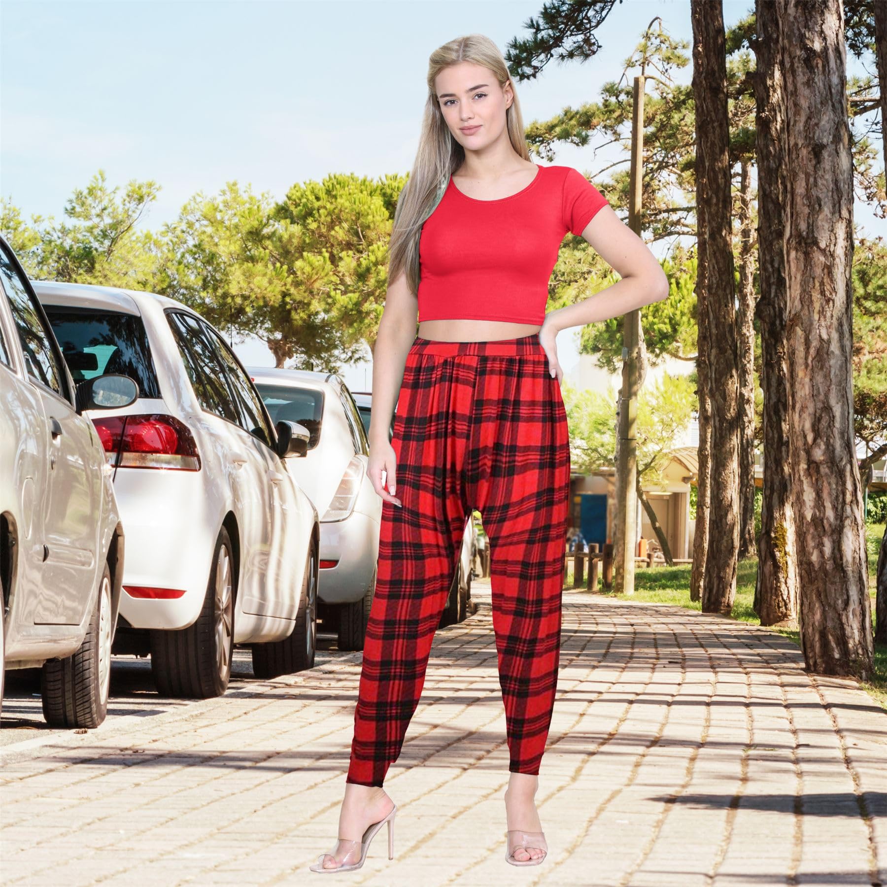 Janisramone® Women's Printed Hareem Pants | Trendy Boho Alibaba-Style Lounge Pants - Lightweight & Comfortable Casual Wear for Yoga, Travel & Home Relaxation
