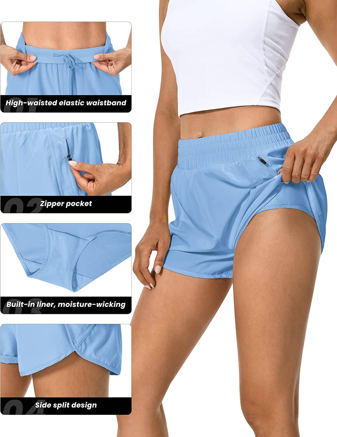 Women's Athletic Shorts - High Waist Workout Running Yoga Shorts for Women - Comfortable & Breathable Gym Activewear for Fitness, Jogging & Lounge