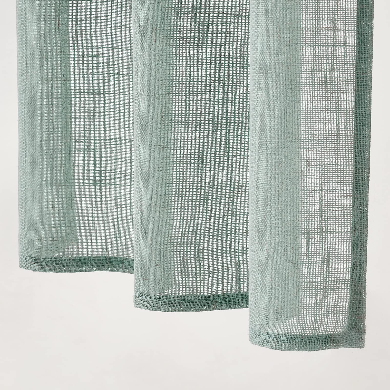 MIULEE 24 Inch Farmhouse Cafe Curtains - Semi-Sheer Linen Short Curtains for Kitchen, Bathroom & Basement Windows (2 Panels, 26x24 Inches, Sea Green) - Perfect Over Sink Window Covering & Small Space Decor