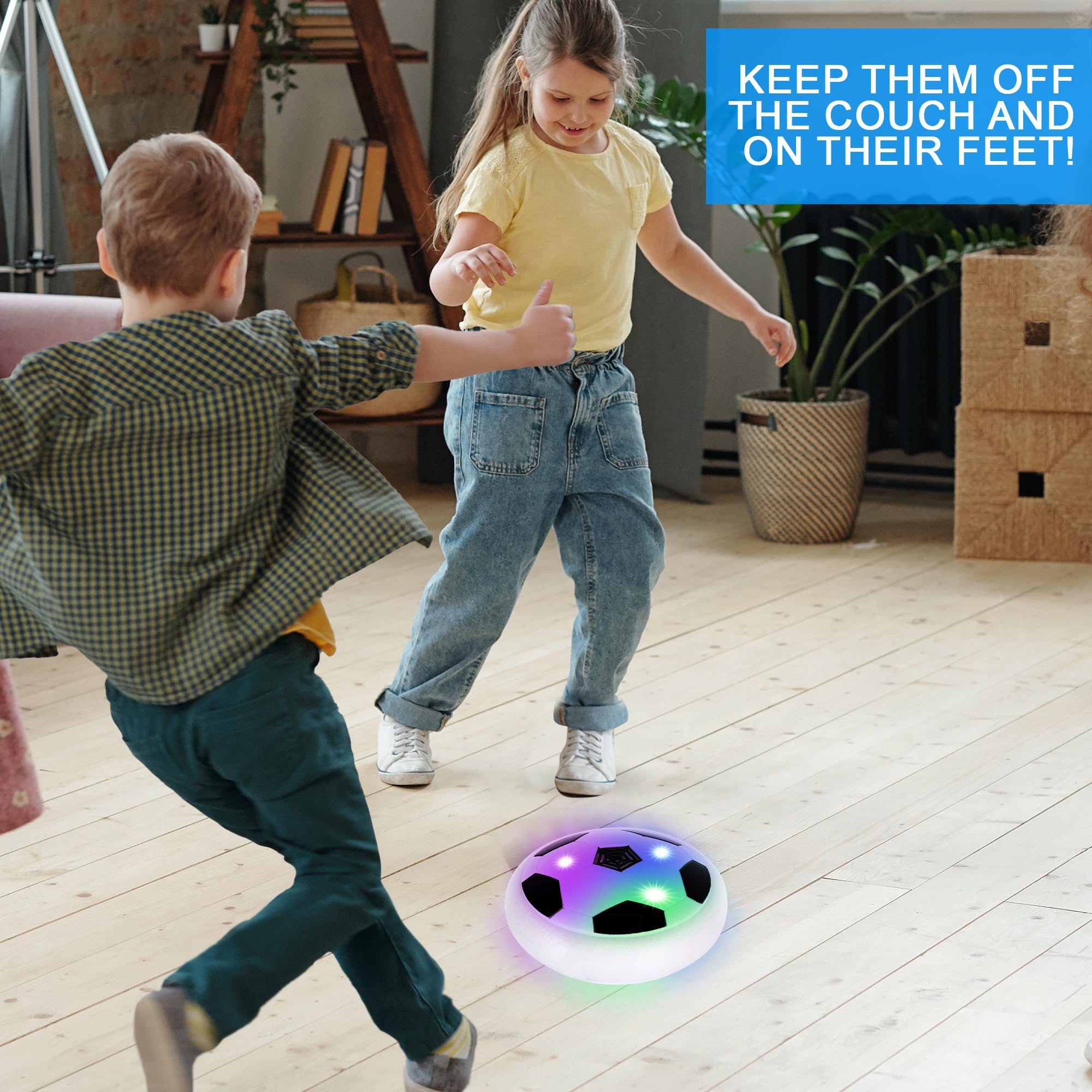 **Gamie Light Up Hover Soccer Ball Set of 2 – LED Floating Soccer Balls with Foam Bumpers for Indoor & Outdoor Play – Fun Soccer Toys for Boys & Girls – Perfect Gift for Kids, Birthday & Rainy Day Activities**