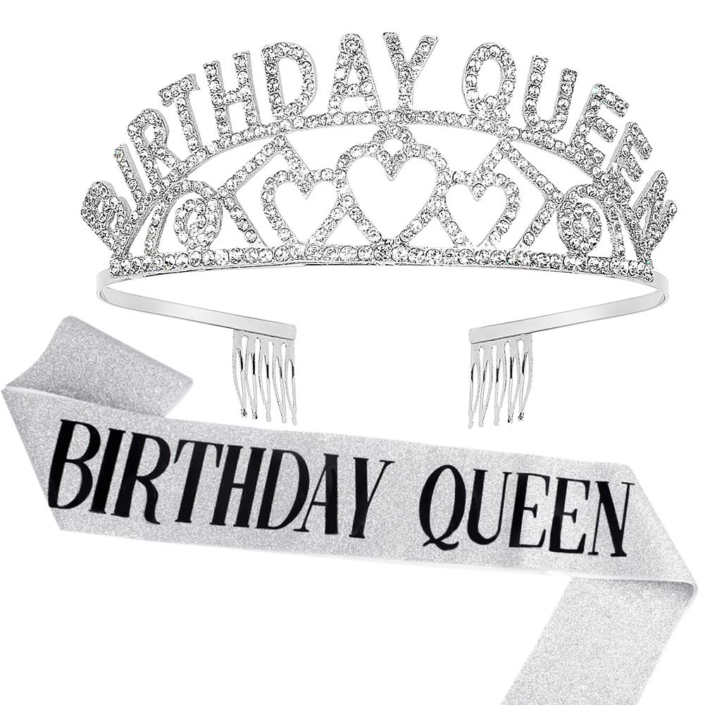 COCIDE Girls Birthday Sash & Women's Tiara Crown Set - Rhinestone Headband, Crystal Hair Accessories for Birthday Parties, Cake Toppers & Special Occasions | Perfect Gift for Her, Bridal Shower & Princess-Themed Events