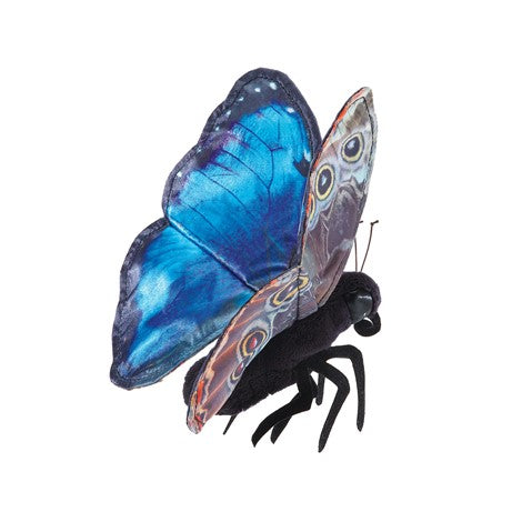 Folkmanis Blue Morpho Butterfly Hand Puppet - Realistic Butterfly Toy for Kids & Adults - Perfect for Storytelling, Education & Playtime Fun
