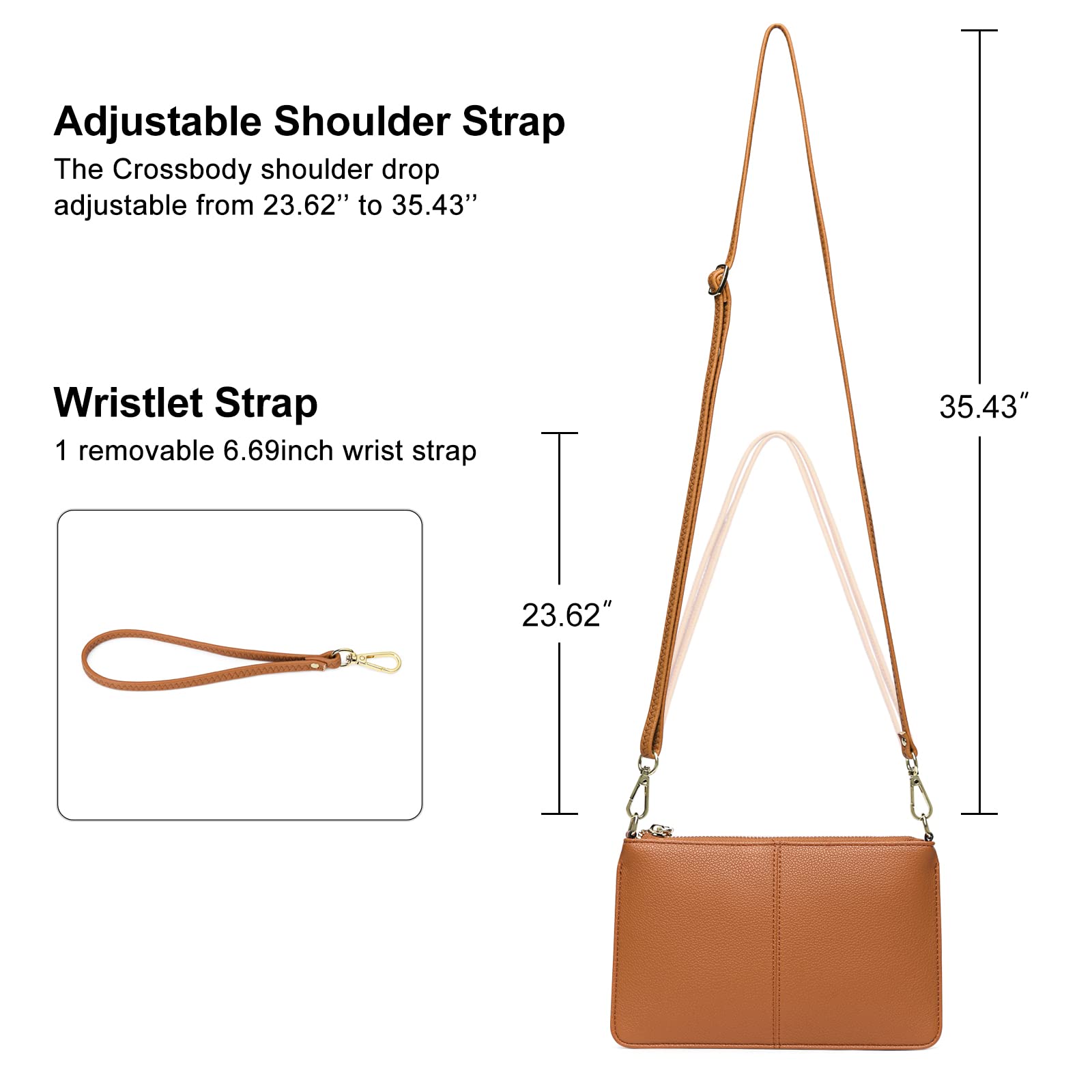 SENDEFN Genuine Leather Wristlet Clutch for Women - RFID Blocking Crossbody Shoulder Bag with Card Slots - Perfect for Travel, Shopping & Everyday Use