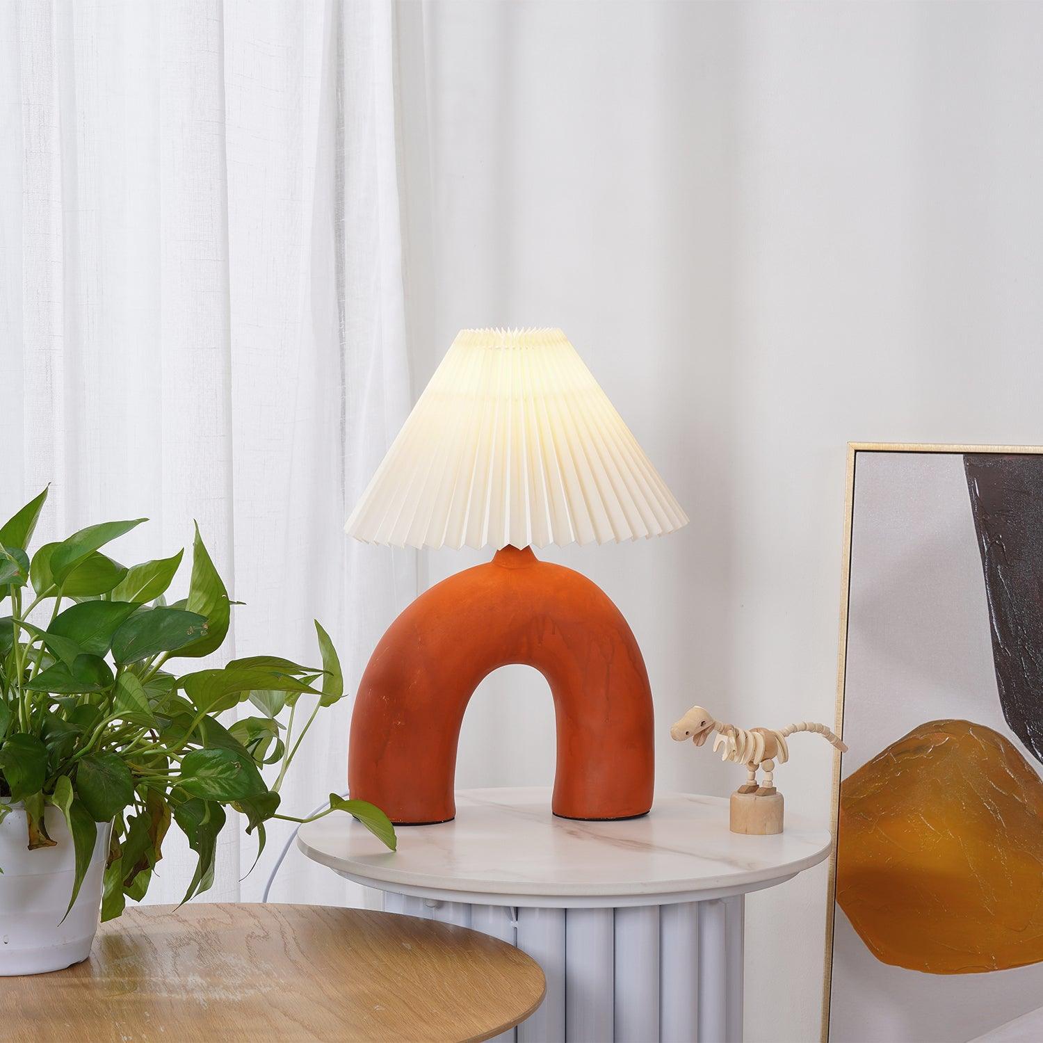 Elegant Arched Pleated Table Lamp - Modern Home Decor for Bedroom, Living Room & Office - Soft Ambient Lighting for Relaxation & Reading