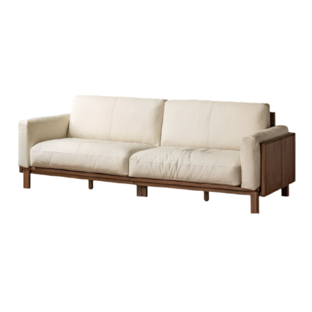 102.4x35.8x33.9 inch / 260x91x86 cm / Rich Dark Walnut Color / black walnut sofa genuine leather - ivory white