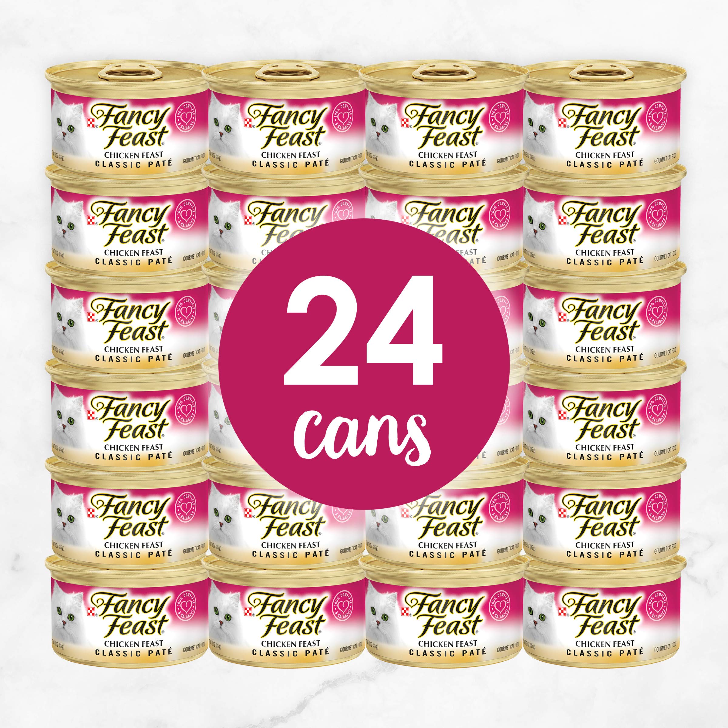 Purina Fancy Feast Grain Free Wet Cat Food - Chicken Pate in 3oz Cans (Pack of 24) | High Protein Meal for Adult Cats | Perfect for Picky Eaters & Daily Feeding Routine