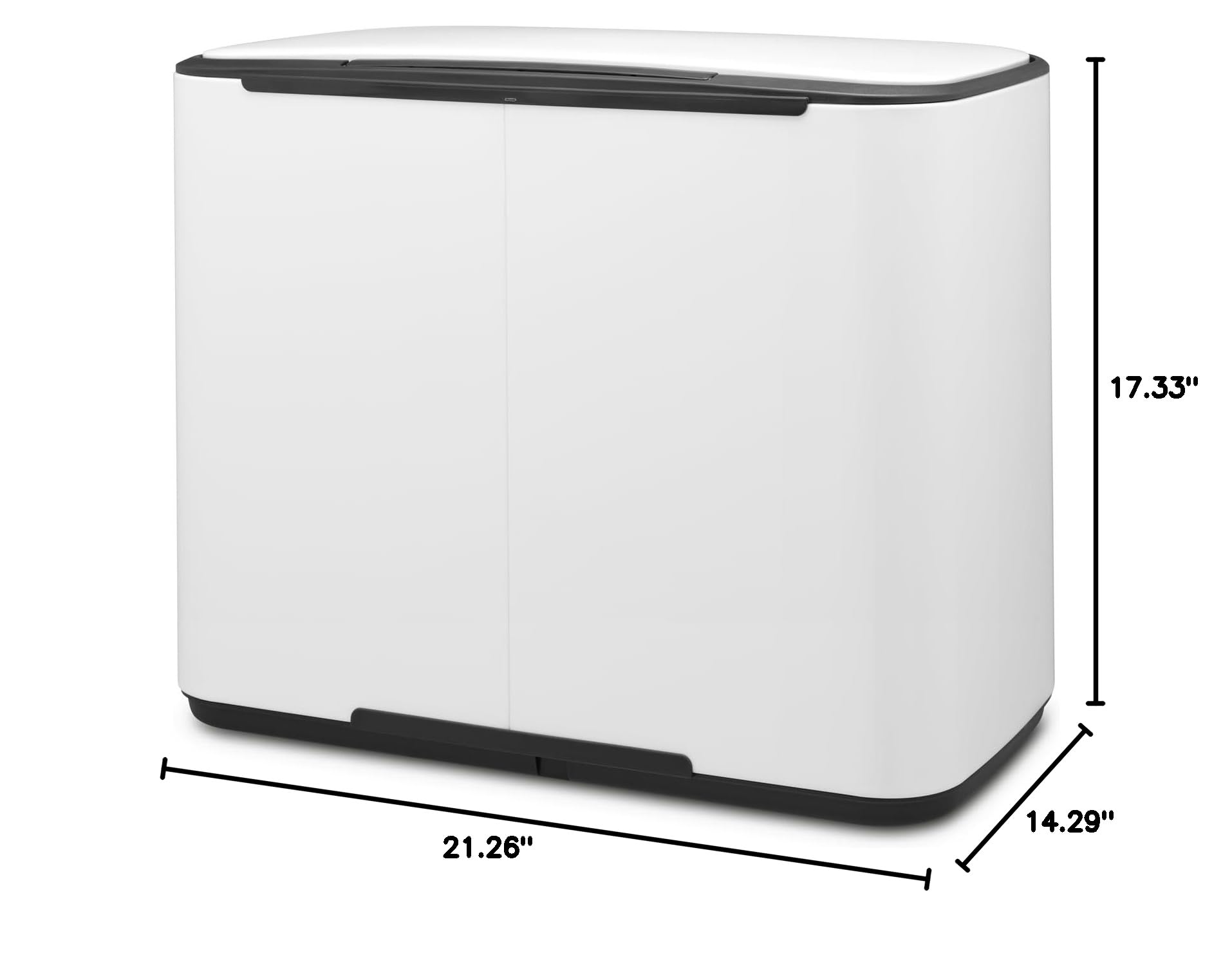 Brabantia Bo Step-On Pedal Trash Can - 3 & 6 Gallon Inner Buckets, White Waste & Recycling Garbage Bin with Removable Compartments + Free Bags - Perfect for Kitchen, Office, or Bathroom Organization