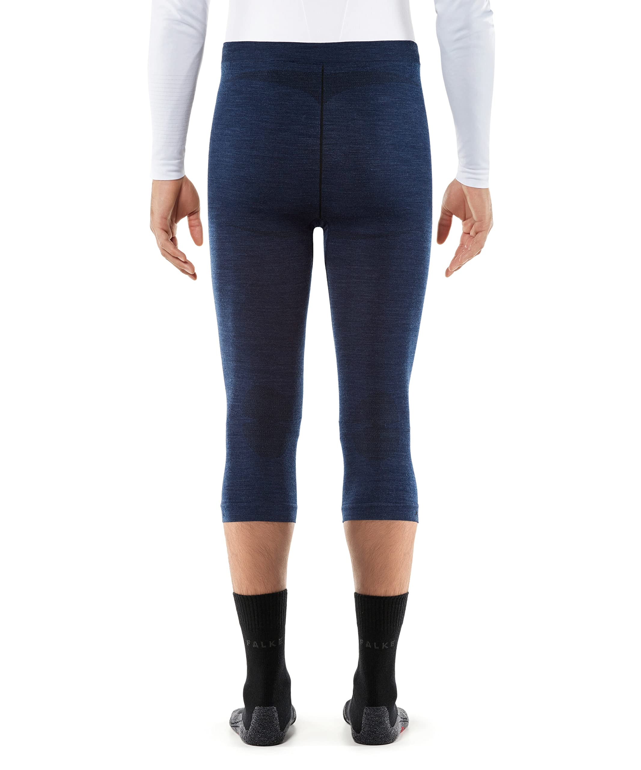 FALKE Men's Wool 3/4 Tights for Running & Cycling - Dark Night Navy - Extra Extra Large (XXL) - Thermal Winter Base Layer for Outdoor Sports & Cold Weather Activities