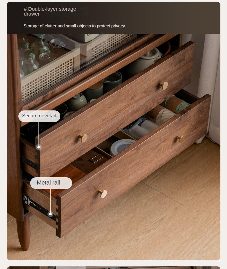 Solid Black Walnut Wood Side Cabinet with Flip Door - Perfect for Living Room, Bedroom & Home Office Storage
