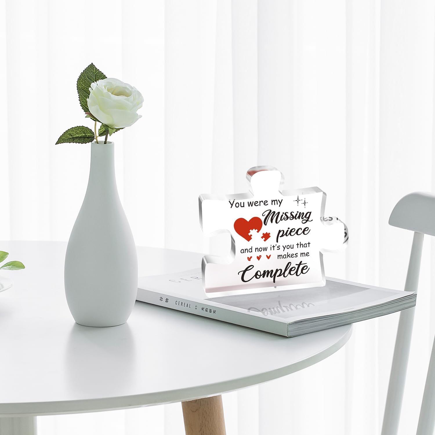Personalized Engraved Acrylic Puzzle Plaque - Romantic Couples Gift for Valentine's Day, Anniversary & Birthday - Unique Present for Her/Him, Girlfriend/Boyfriend, Wife/Husband - Perfect for Home Decor, Wedding Keepsake & Romantic Surprises