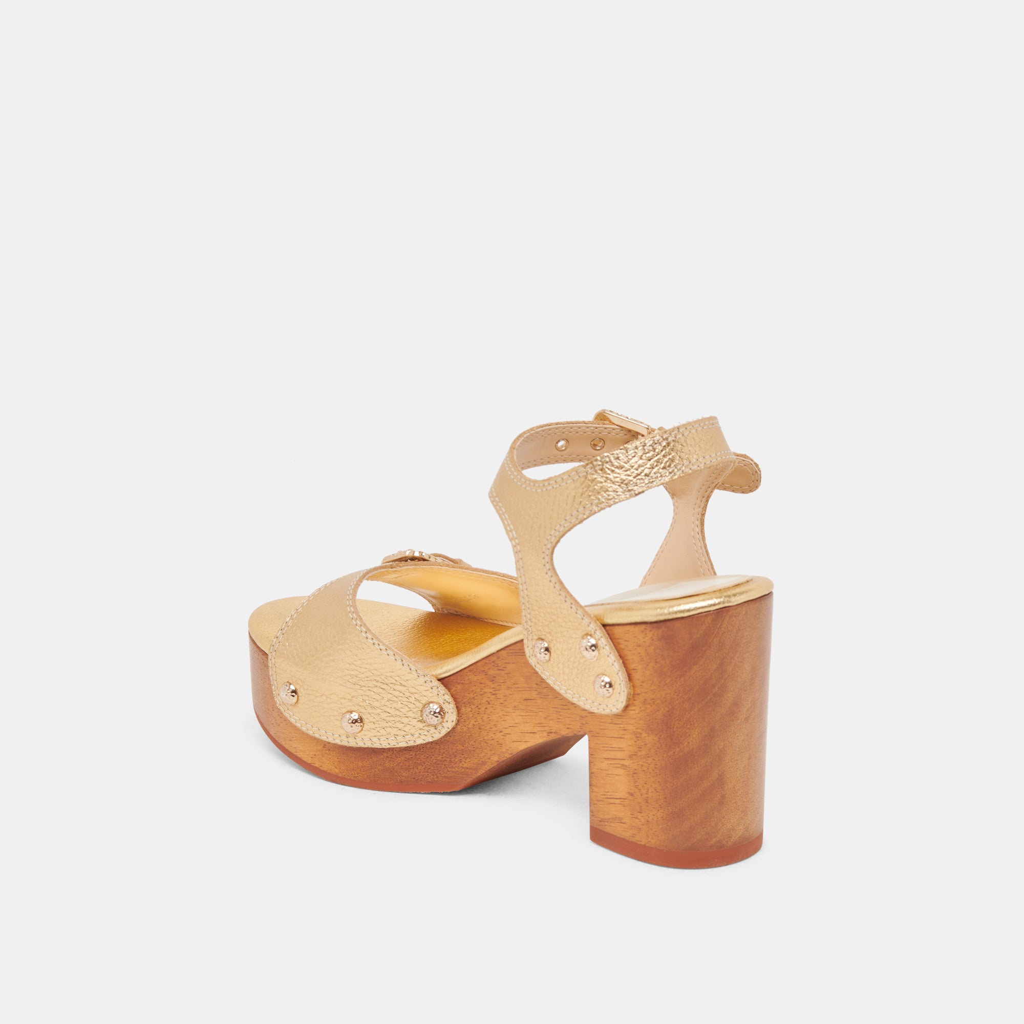 YANDY Gold Leather Heels for Women - Elegant High Heel Pumps for Party, Wedding & Evening Events