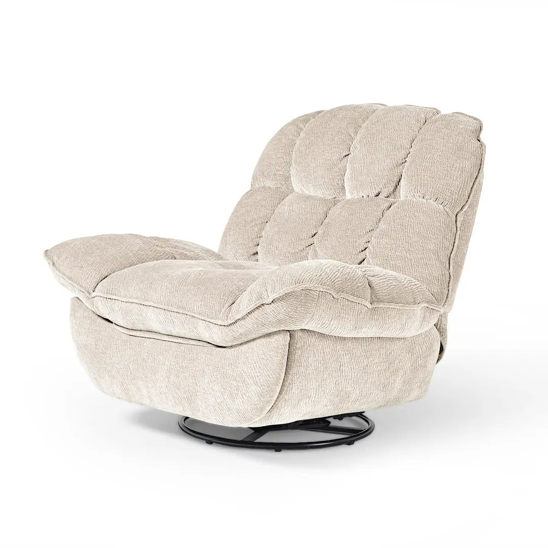 Grayson Manual Recliner Chair with Storage - Swivel Rocking Living Room Chair for Relaxing, Reading & Napping - Comfortable PU Leather Reclining Sofa for Home, Office & Lounge