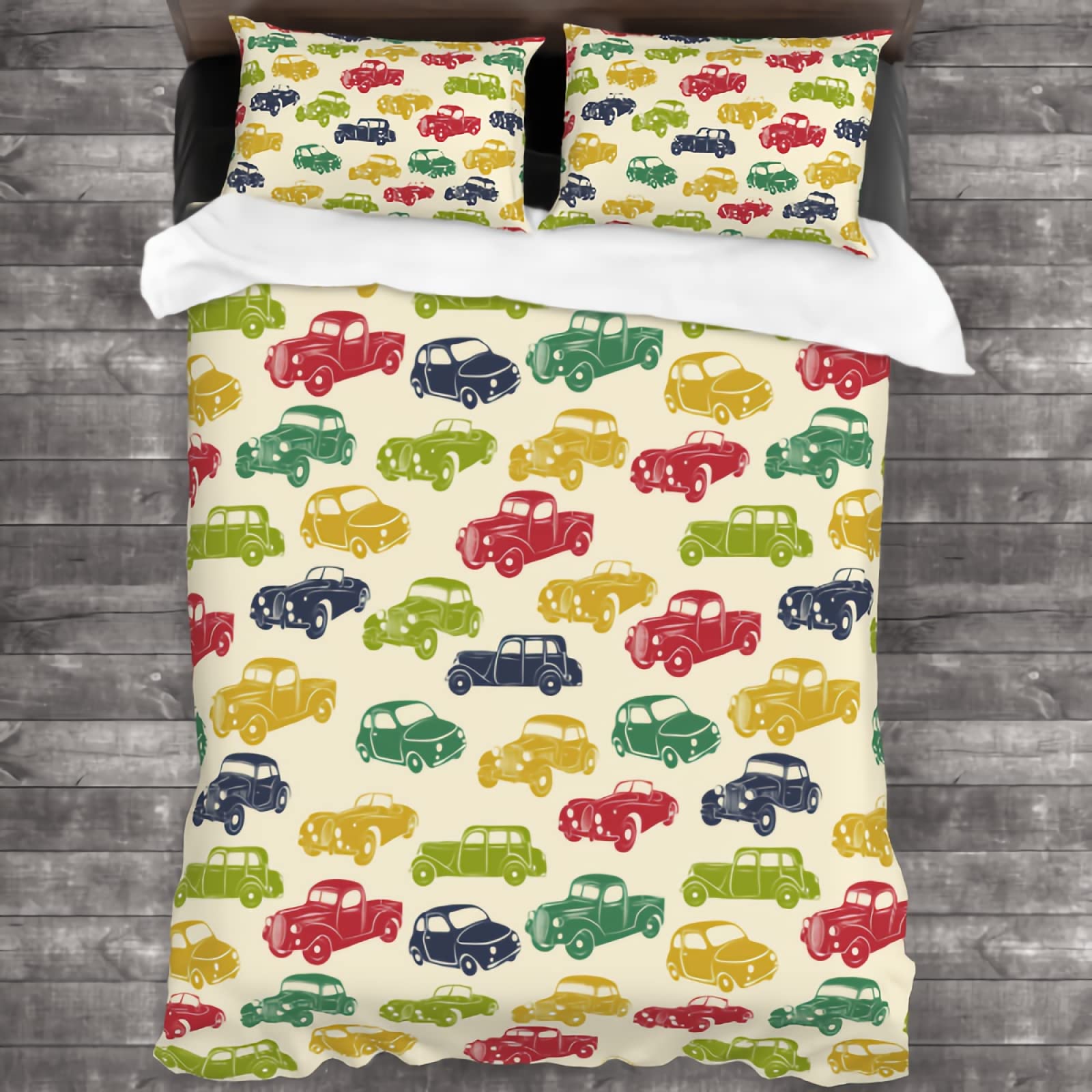 GREDBH 3D Printed Car Design Duvet Cover Set - Microfiber Comforter Cover with 2 Pillowcases - Soft Bedding for Boys Room, Teen Bedroom Decor & Gift Idea