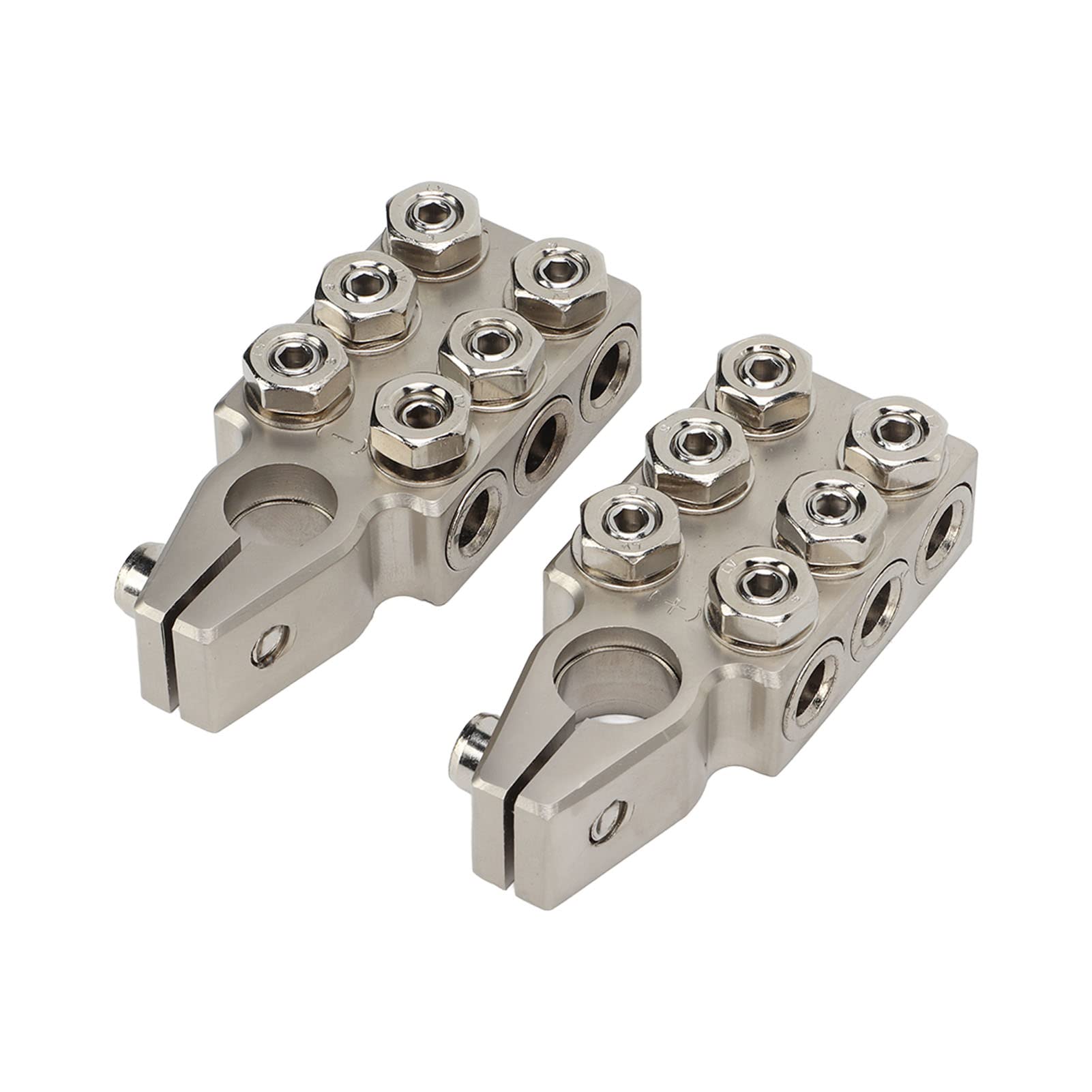 Heavy Duty 12-Way Battery Terminals for Cars - Positive & Negative Clamps