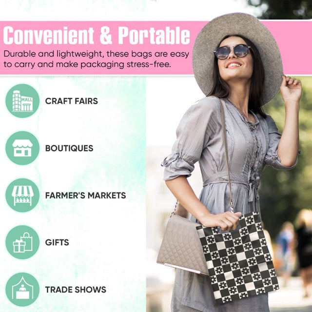 Daisy Check Merchandise Bags 9x12 Inches - Pack of 100 | Wholesale Bulk Gift Packaging for Retail Stores, Boutiques & Craft Shows