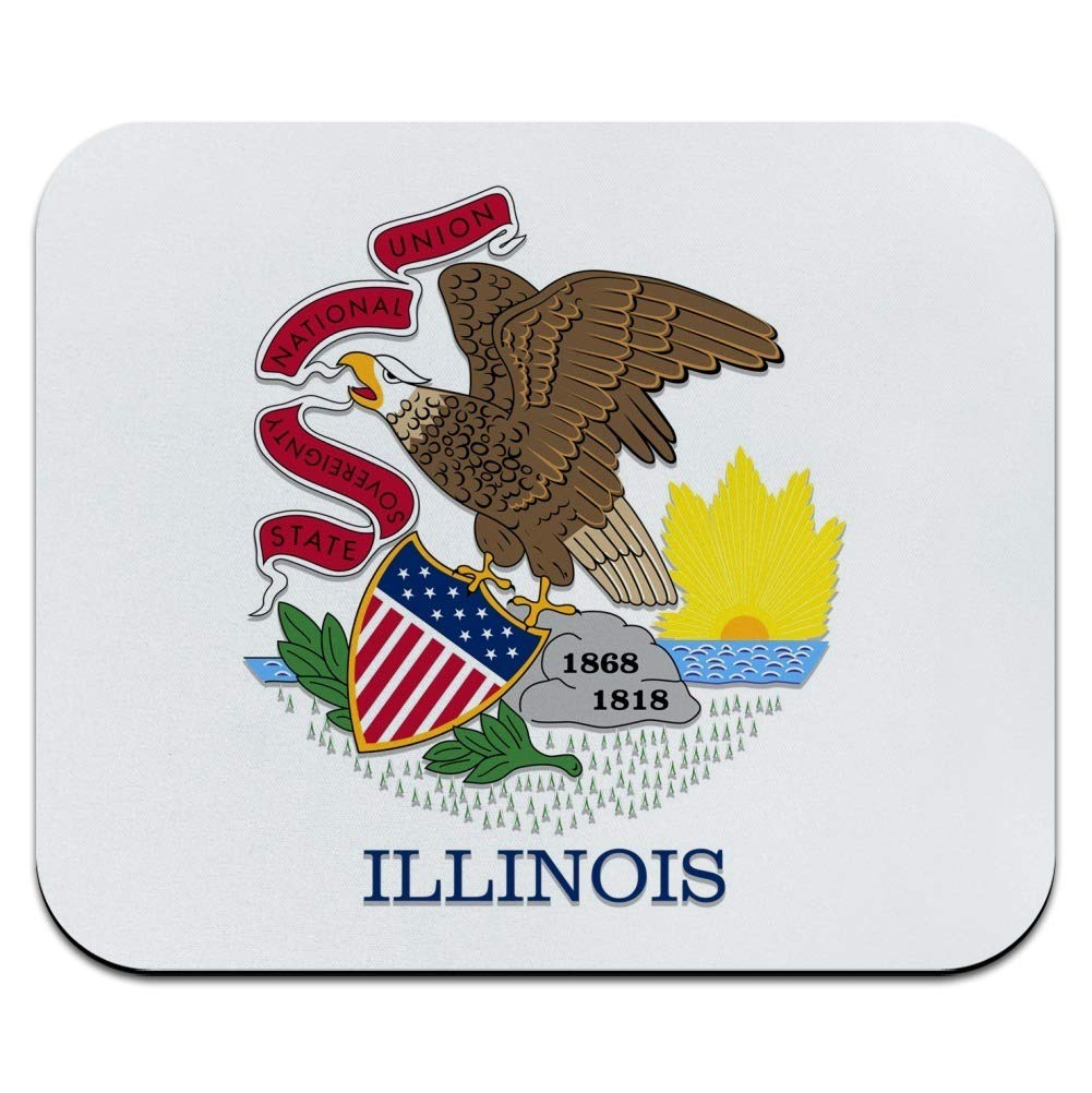 Illinois State Flag Low Profile Thin Mouse Pad - Non-Slip Rubber Base, Smooth Surface for Gaming & Office Use - Perfect for Desktops, Laptops & Workstations