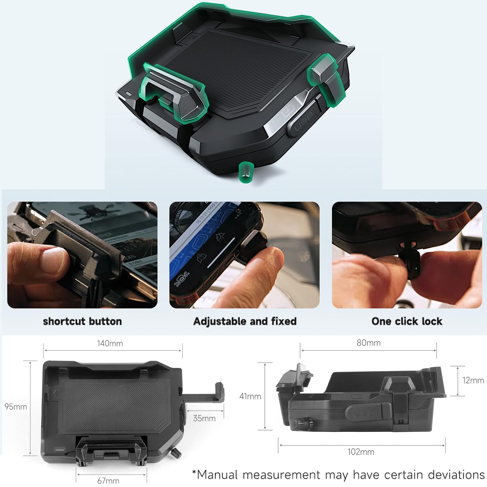 RUNNING PANTHER Motorcycle Phone Mount - 15W Wireless Charger & USB-C Fast Charging, Waterproof Phone Holder for BMW R1200GS/R1250GS/ADV/S1000XR/F750GS/F850GS - Perfect for GPS Navigation & Adventure Riding