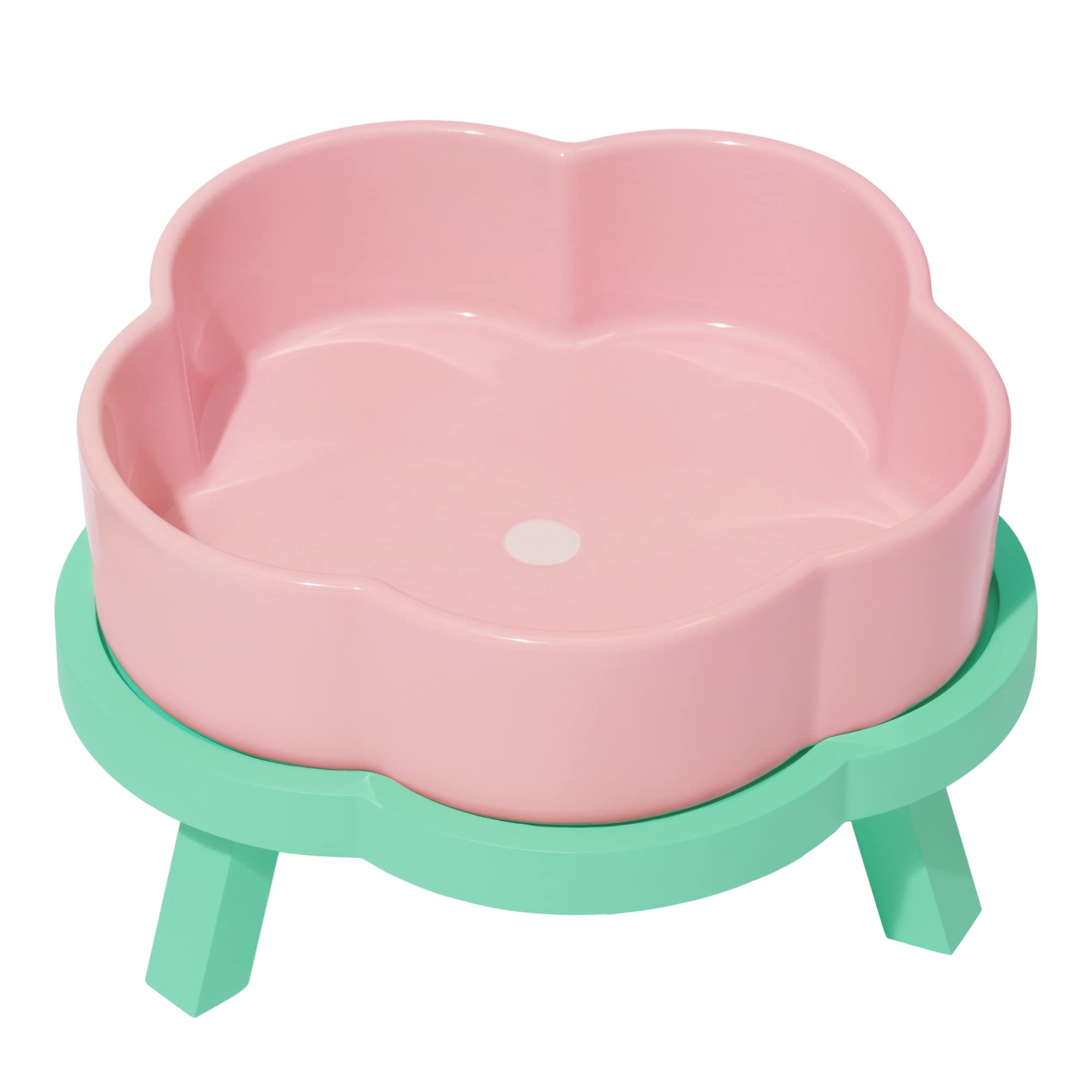 VETRESKA 64oz Ceramic Elevated Dog Bowls with Bamboo Stand - Raised Dog Food & Water Dish for Medium/Large Breeds - Non-Slip Flower Design Pet Feeding Bowls for Dogs & Cats - Perfect for Kitchen, Living Room or Outdoor Use