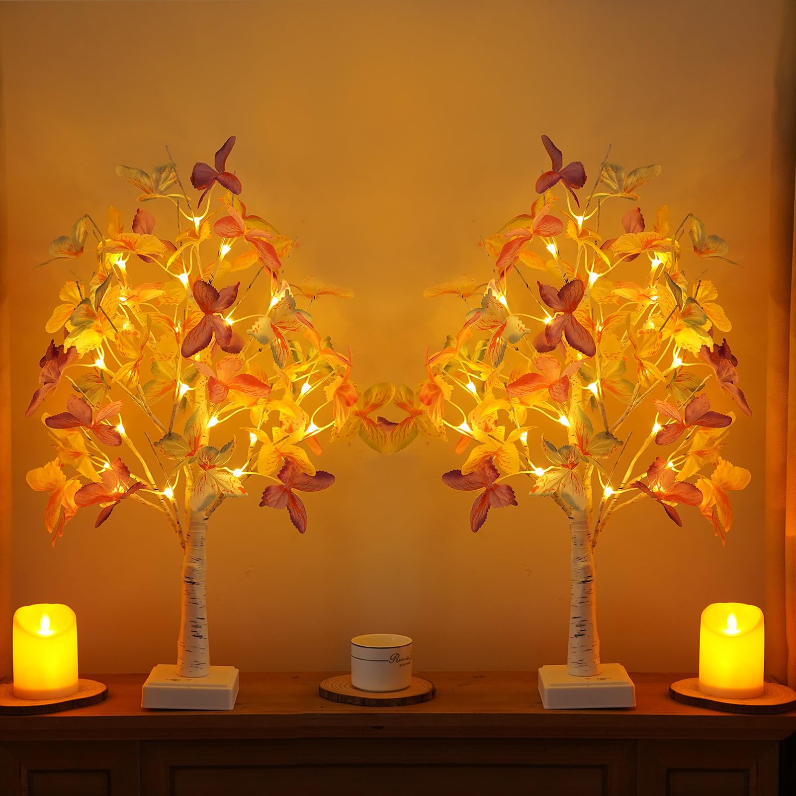 2 Pack LED Birch Tree Lights - Warm White Battery Powered Fairy Lights for Christmas, Wedding, Easter Decor - Indoor Tabletop Centerpiece for Home, Festival, Party Decorations