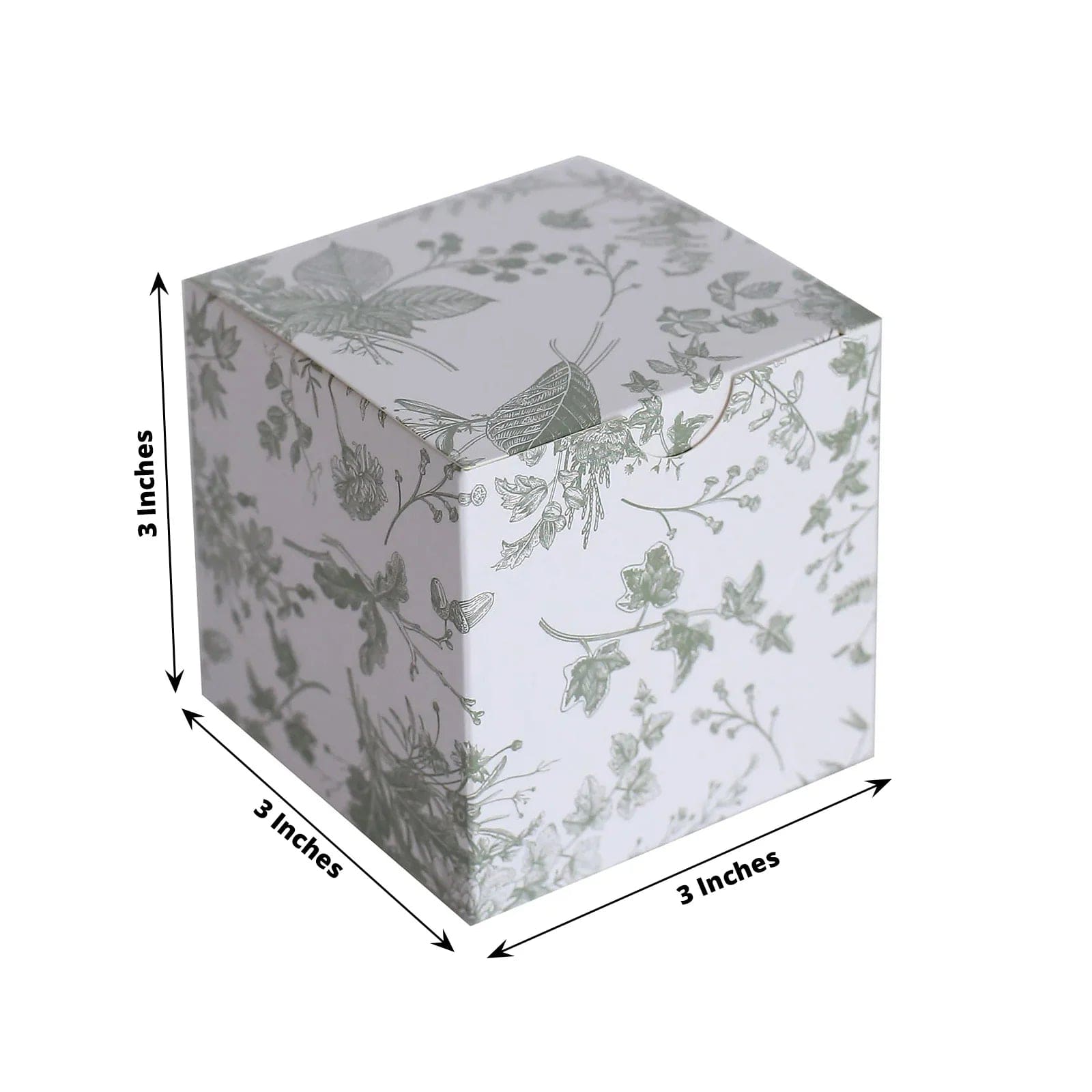 25 Pack 3x3 Inch Square Floral Printed Favor Gift Boxes - White - Perfect for Wedding Favors, Party Decorations and Small Gift Packaging