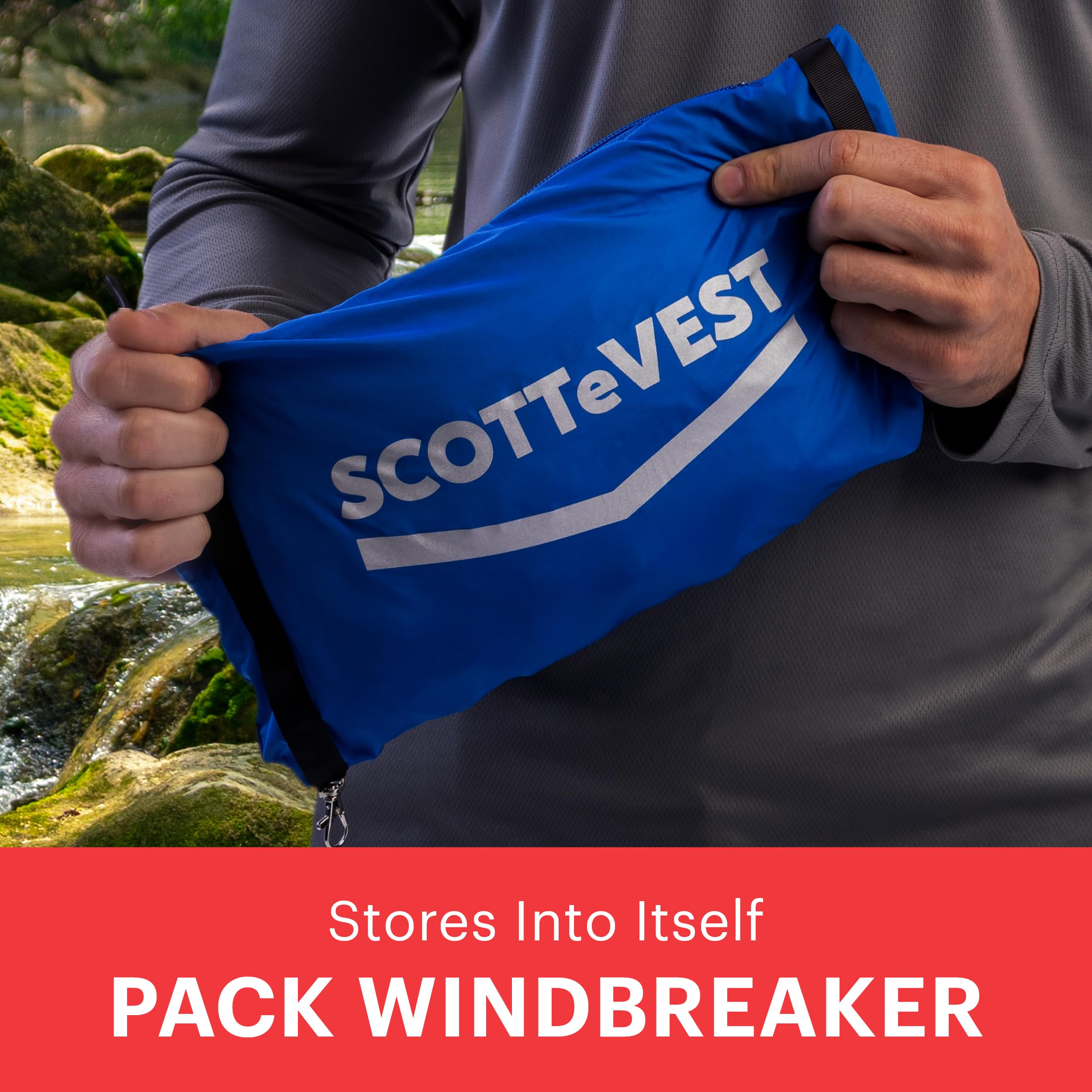 SCOTTeVEST Men's Pack Windbreaker Jacket with 19 Hidden Pockets - Lightweight Water Repellent Travel Jacket for Hiking, Commuting & Outdoor Activities
