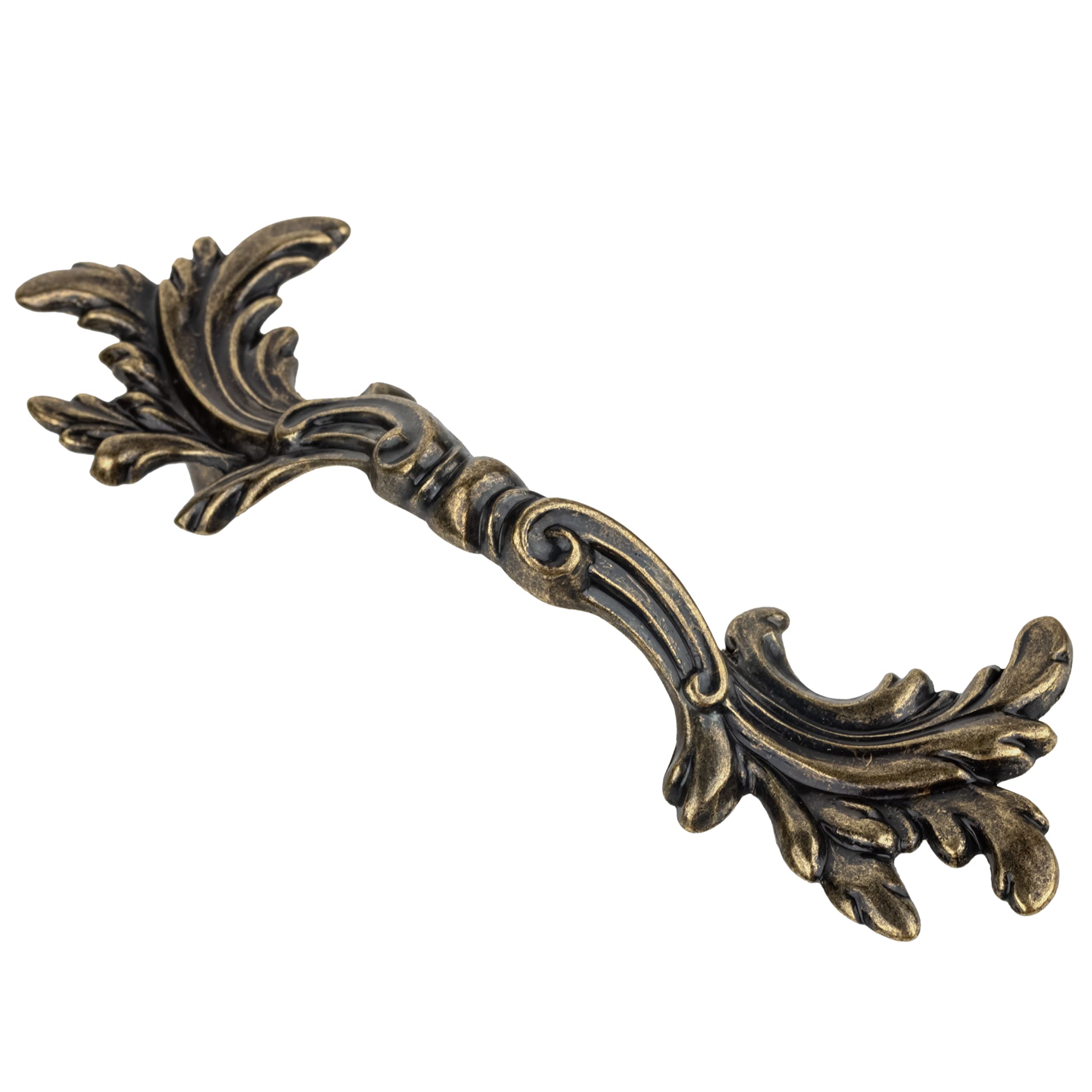 Vintage French Provincial Leaf Drawer Pull in Antique Brass - 2.5