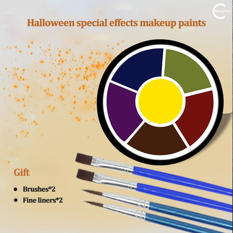 Vibrant 6-Color Oil Face Paint Palette - Red Totem for Professional & Halloween Makeup - Perfect for Costume Parties, Theater & Face Painting