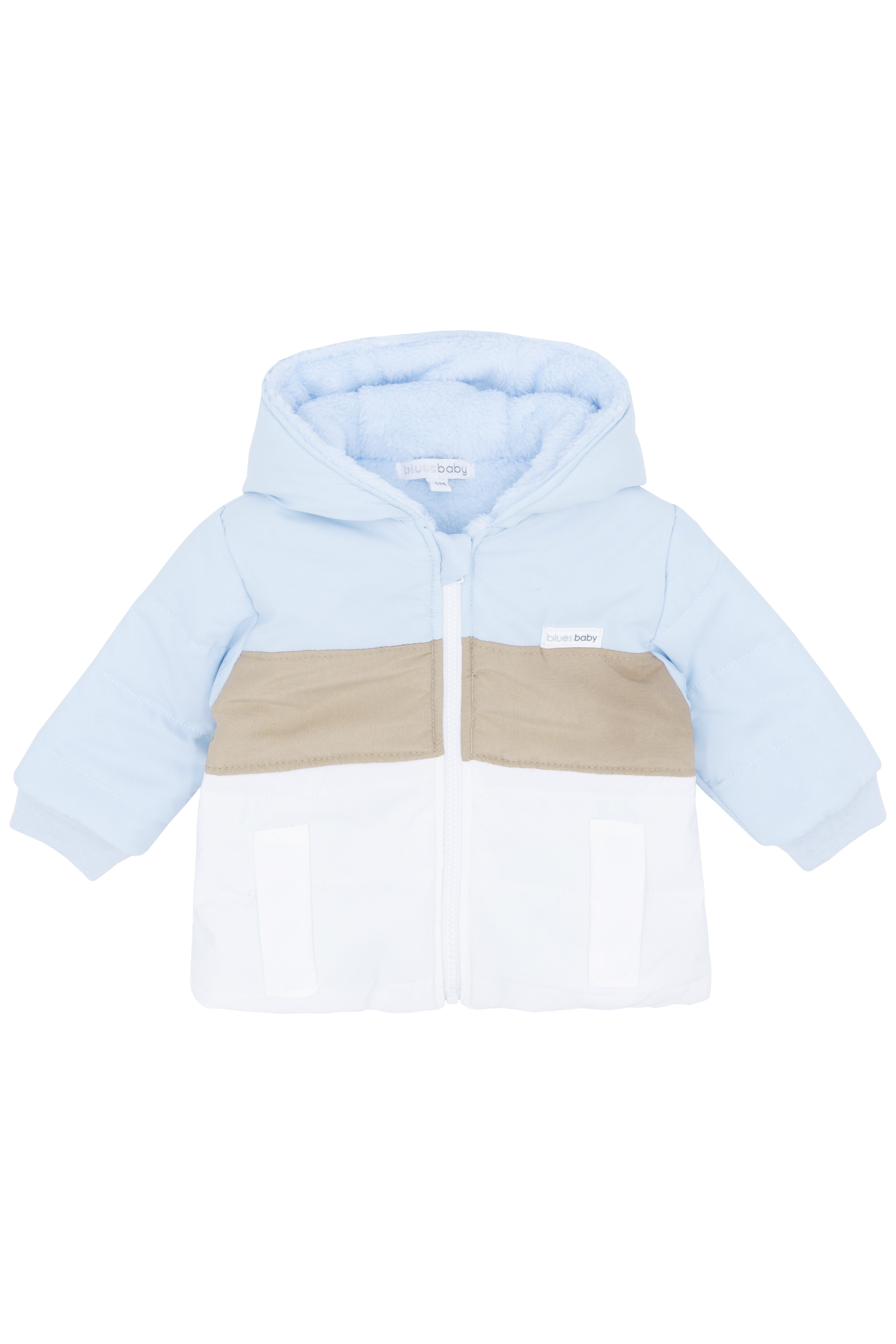 Baby Blue & Beige Color Block Jacket - Stylish Unisex Outerwear for Kids | Perfect for Spring Outings, Playdates & Family Photos
