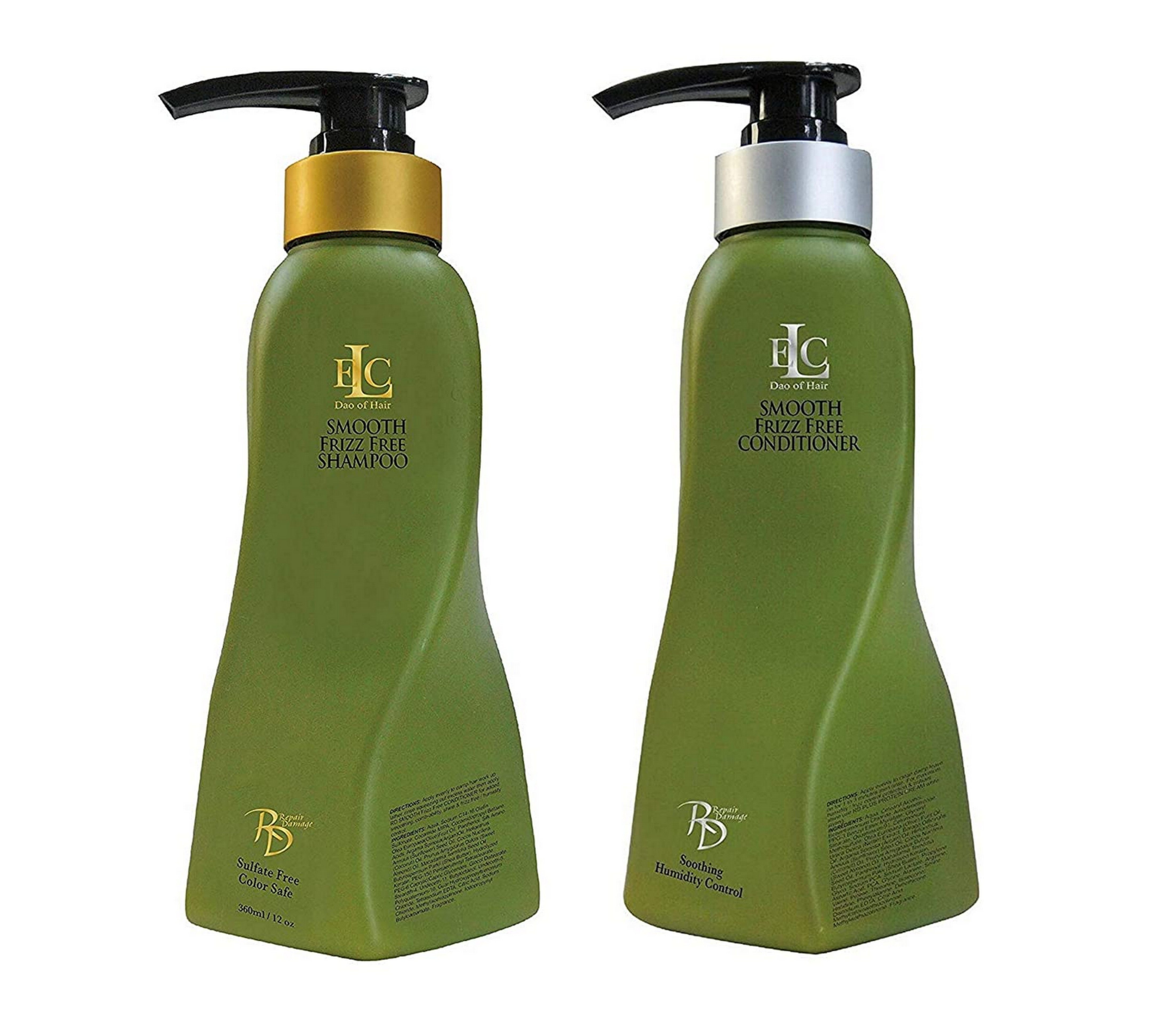 ELC Dao of Hair RD Smooth Frizz Free Shampoo & Conditioner Set - 12 oz Each with Gute Travel Bag (3-Piece Bundle) for Damaged Hair Repair & Salon-Quality Results at Home | Perfect for Travel, Daily Hair Care & Gift Giving