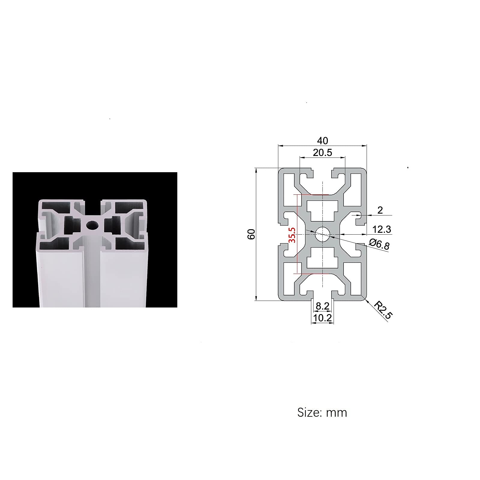 4060 T-Slot Aluminum Extrusion Profile - European Standard Anodized Silver Linear Rail Guide (1550mm/61.02