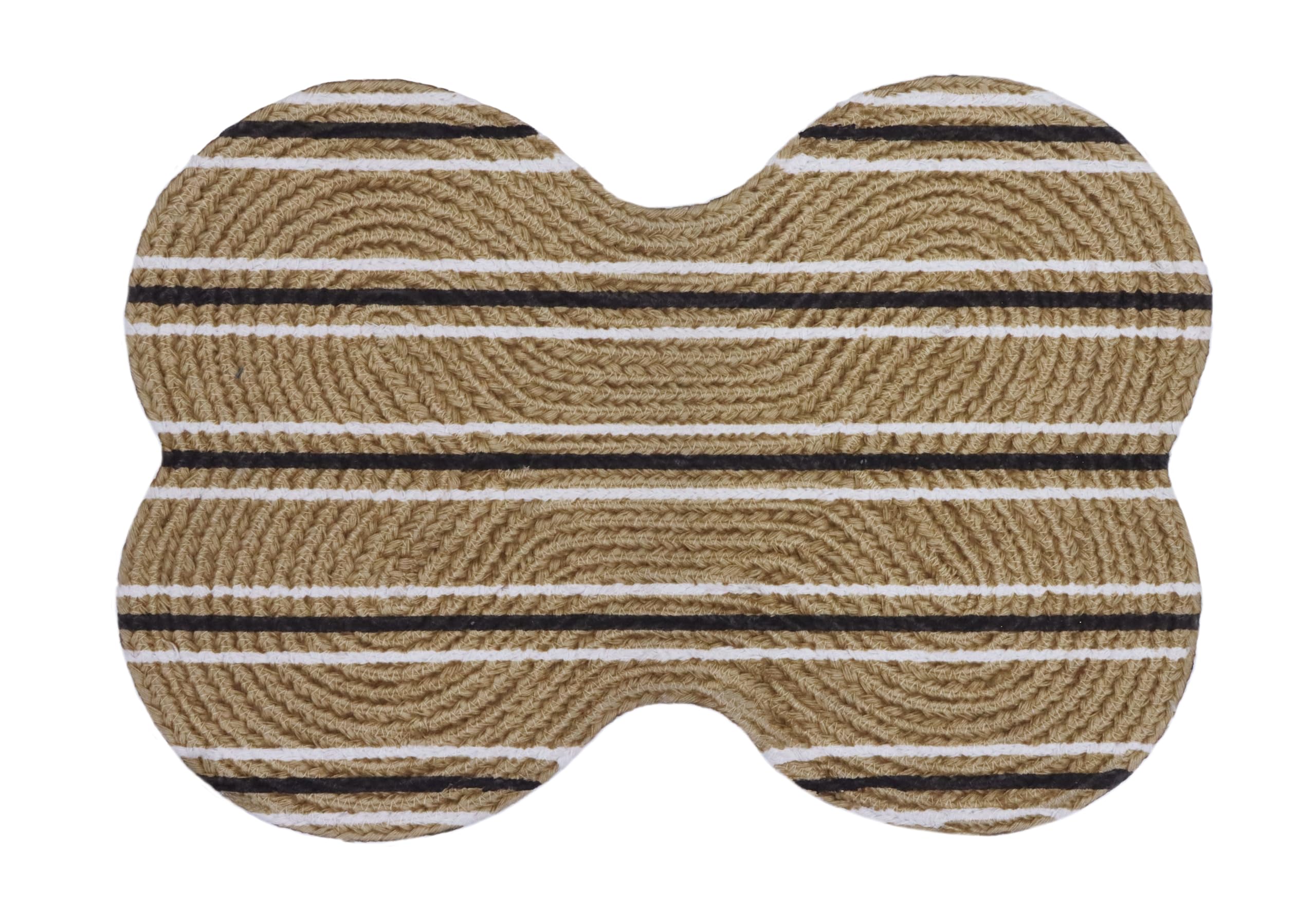 **Cotton Craft Pet Feeding Mat - Absorbent Quick Dry Dog Food & Water Bowl Mat - Bone Shape Paw Wiping Mat for Sofa & Bed - 12x17 Inches Natural Stripe - Ideal for Messy Eaters & Easy Cleanup**