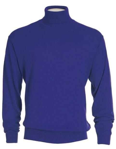 Royal Blue Men's Turtleneck Sweater - Soft Winter Knit Pullover for Office, Date Night & Casual Outfits