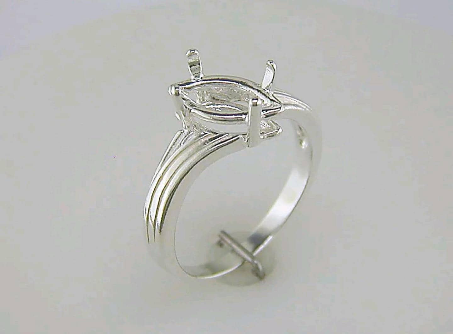 Solid Sterling Silver or 14K Gold Marquise Cut Pre-Notched Offset Blank Ring - 12x6mm or 14x7mm Size 7 Setting (163520/143520) - Perfect for Engagement Rings, Wedding Bands & Jewelry Making