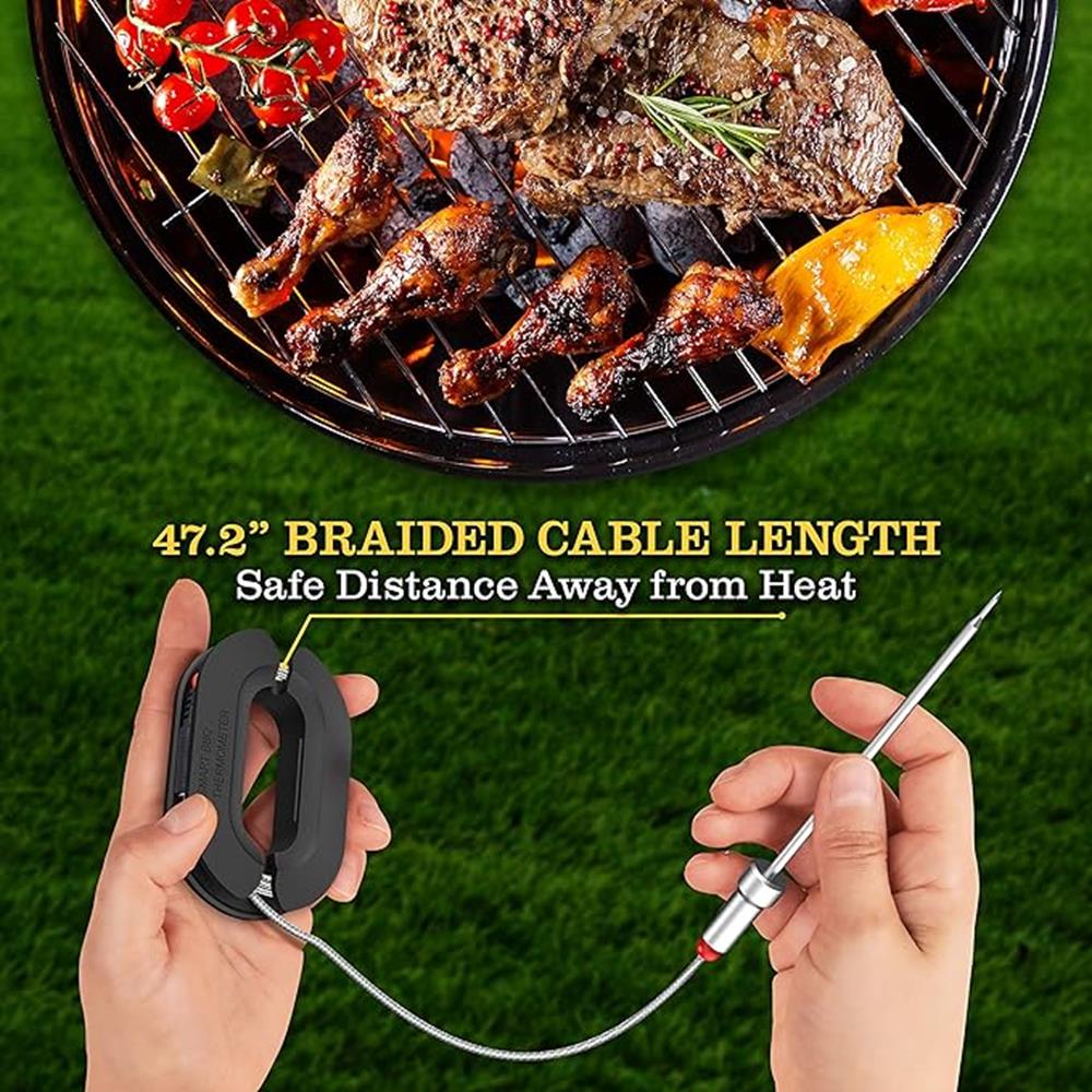 Wireless Bluetooth BBQ Digital Meat Thermometer for Grilling, Smoking, and Cooking - Perfect for Outdoor BBQ, Kitchen, and Camping