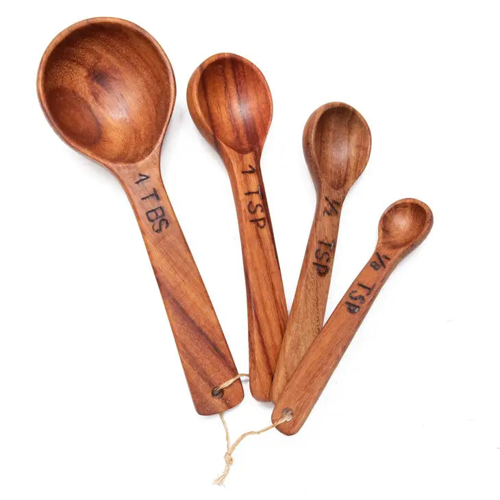 Premium Macawood Measuring Spoons Set - 6-Piece Stainless Steel Kitchen Utensils for Baking & Cooking - Perfect for Measuring Spices, Coffee, and Ingredients - Ideal for Home Chefs & Bakers