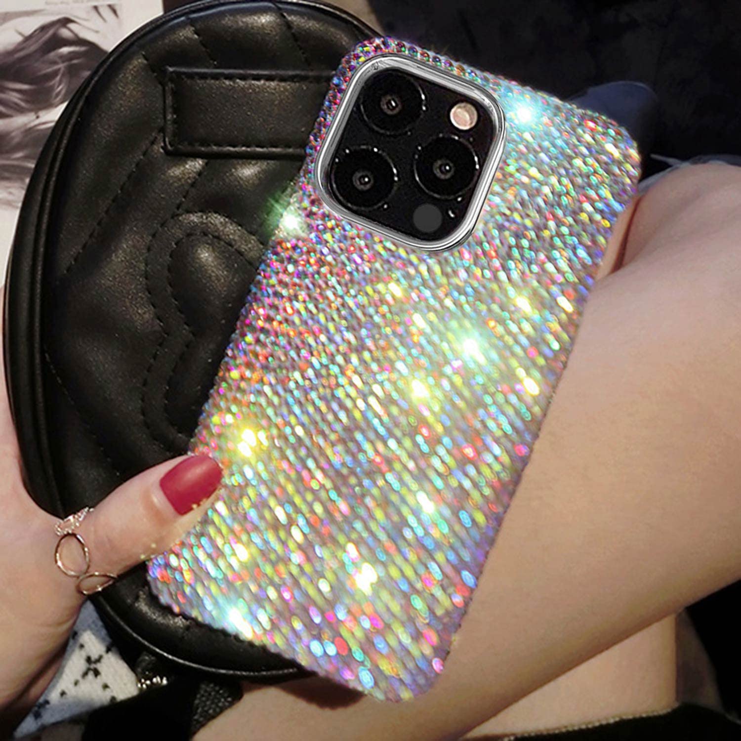 Sparkly Rhinestone iPhone 15 Pro Case - 1400+ Handset Glitter Crystals Protective Cover for Women & Girls | Perfect for Parties, Weddings, Prom & Special Occasions