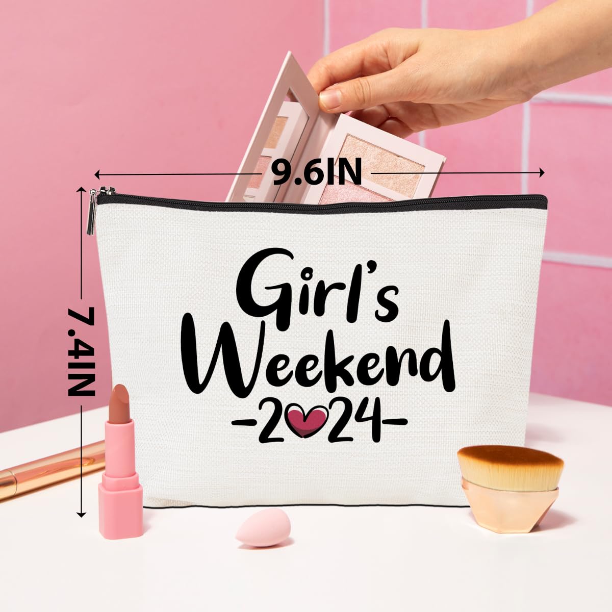 **2024 Girls Trip Makeup Bag - Cute Cosmetic & Toiletry Travel Organizer for Women - Perfect Bachelorette Party, Birthday & Friendship Gifts for Sister & Bestie - Ideal for Weekend Getaways, Vacations & Summer Travel**