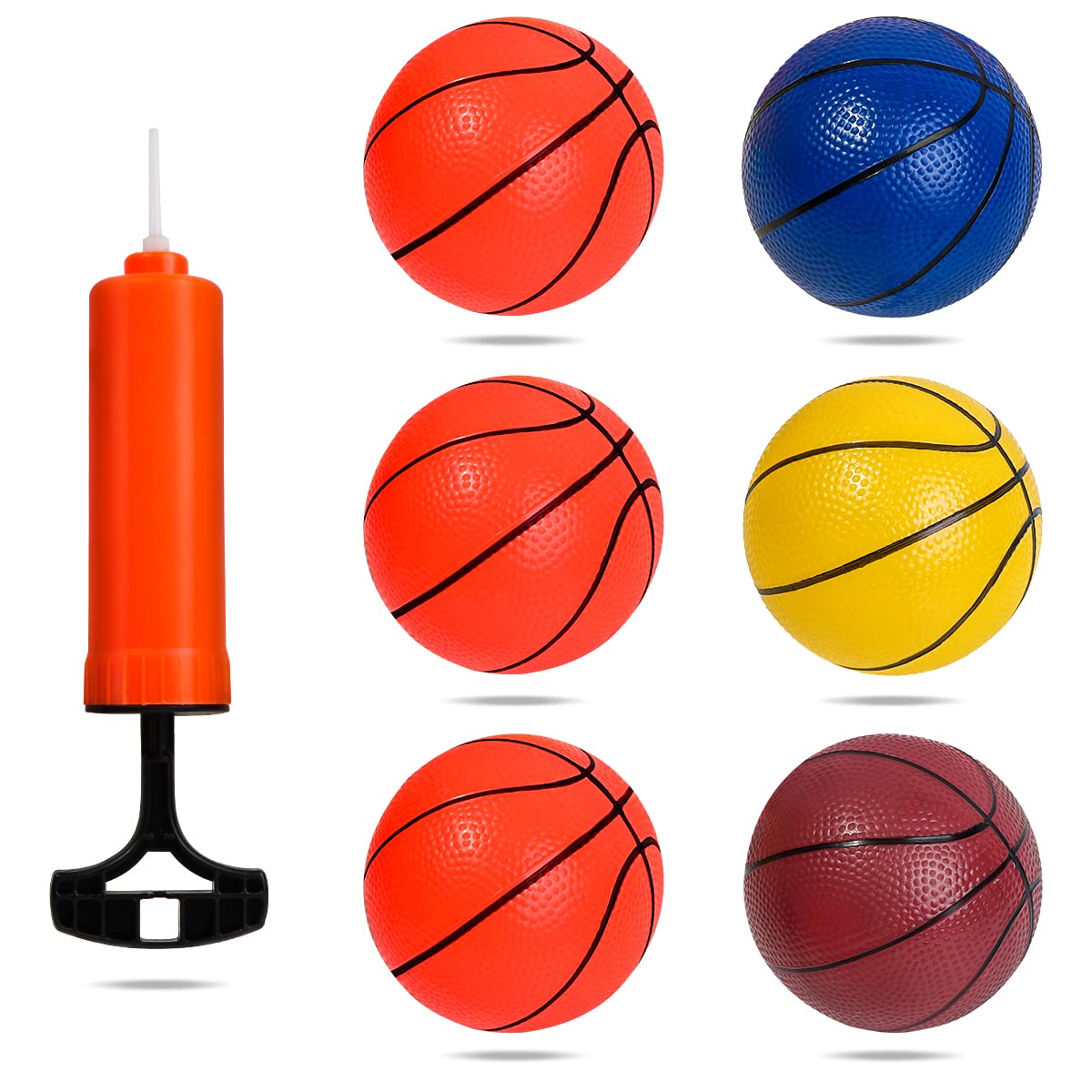 Meland 6PCS Mini Basketball Set for Kids - 5.5 Inch Small Rubber Basketballs with Pump - Colorful Toddler Basketball Toys for Indoor, Outdoor & Pool Play - Perfect for Mini Hoops, Birthday Gifts & Backyard Games