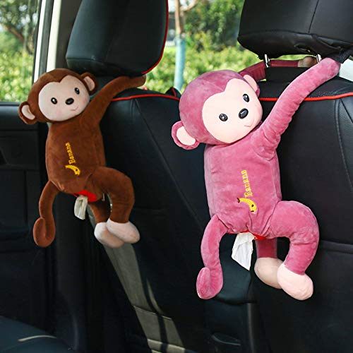 **Soft Plush PIPI Monkey Anime Tissue Box Cover - Cute Cartoon Tissue Holder for Car, Home & Bathroom - Brown Napkin Storage Box for Kids Room Decor & Gift**