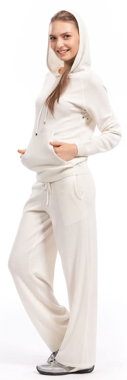 Premium Women's Lounge Pants - 100% Cashmere Soft Knit Sweatpants with Drawstring Waist & Side Pockets | Cozy Home Wear, Yoga Pants, Winter Comfort Outfit