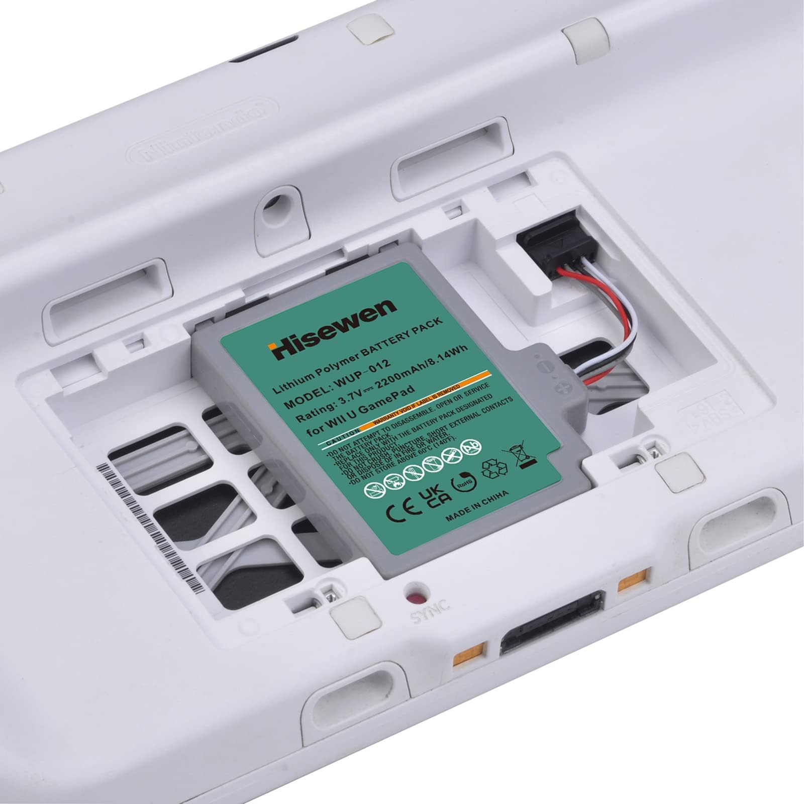 Hisewen 2200mAh Rechargeable Battery Replacement for Nintendo Wii U Gamepad WUP-012 & WUP-010 - Long-Lasting Power for Extended Gaming Sessions