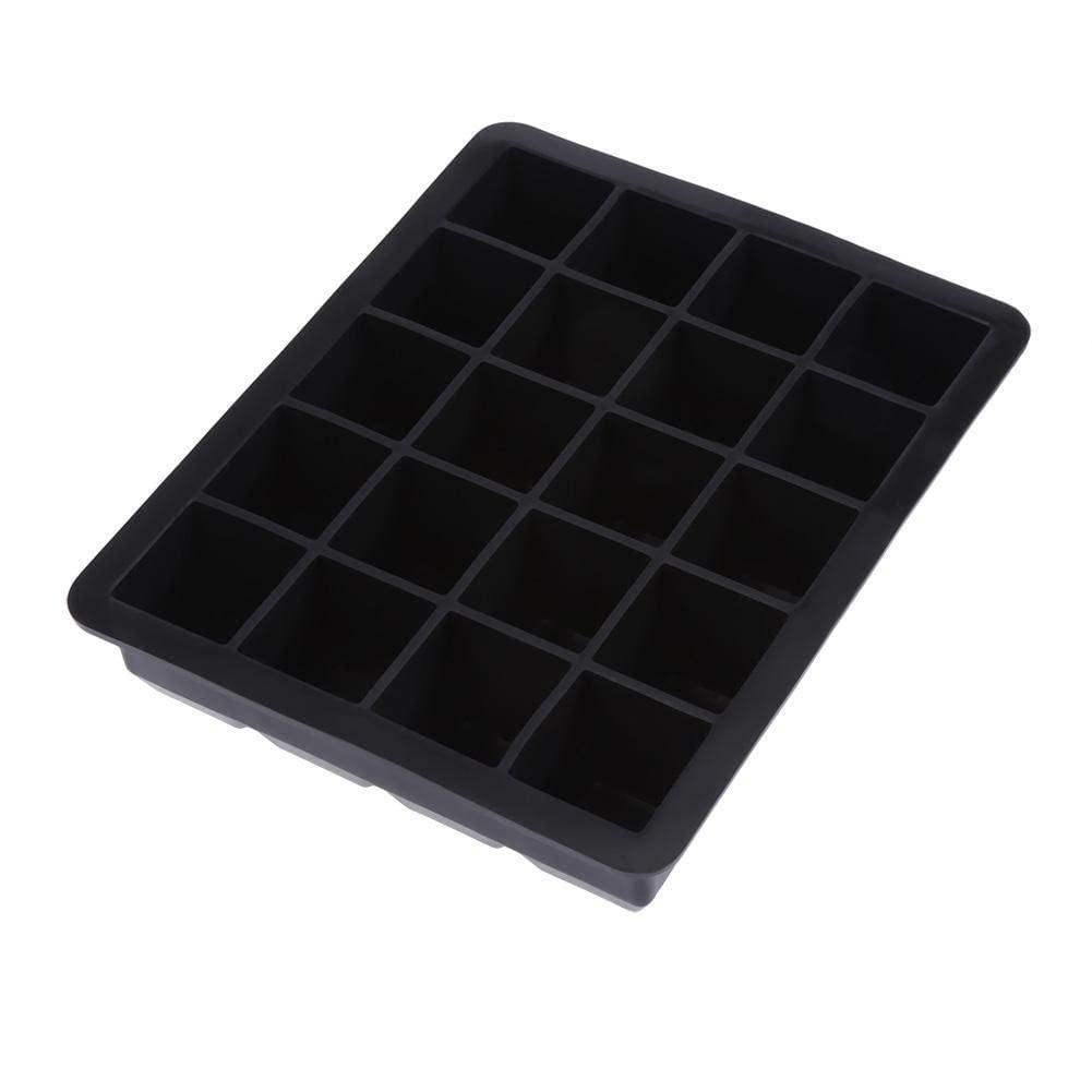 Fdit 20-Cell Silicone Ice Cube Tray with Lid - Premium Bar, Restaurant & Home Use for Cocktails, Candy Making & Food Storage (Black)