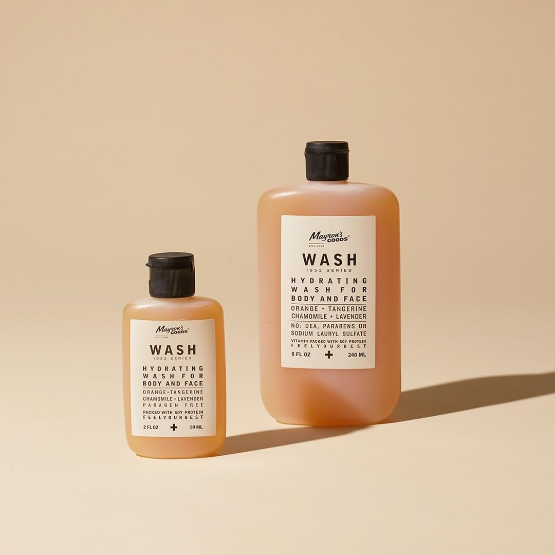 Mayron’s Natural Body & Face Wash - Orange, Tangerine, Lavender & Chamomile Scent | Gentle Cleansing, Soothing & Protective Formula | SLS-Free | 8oz | Perfect for Sensitive Skin & Daily Skincare Routine