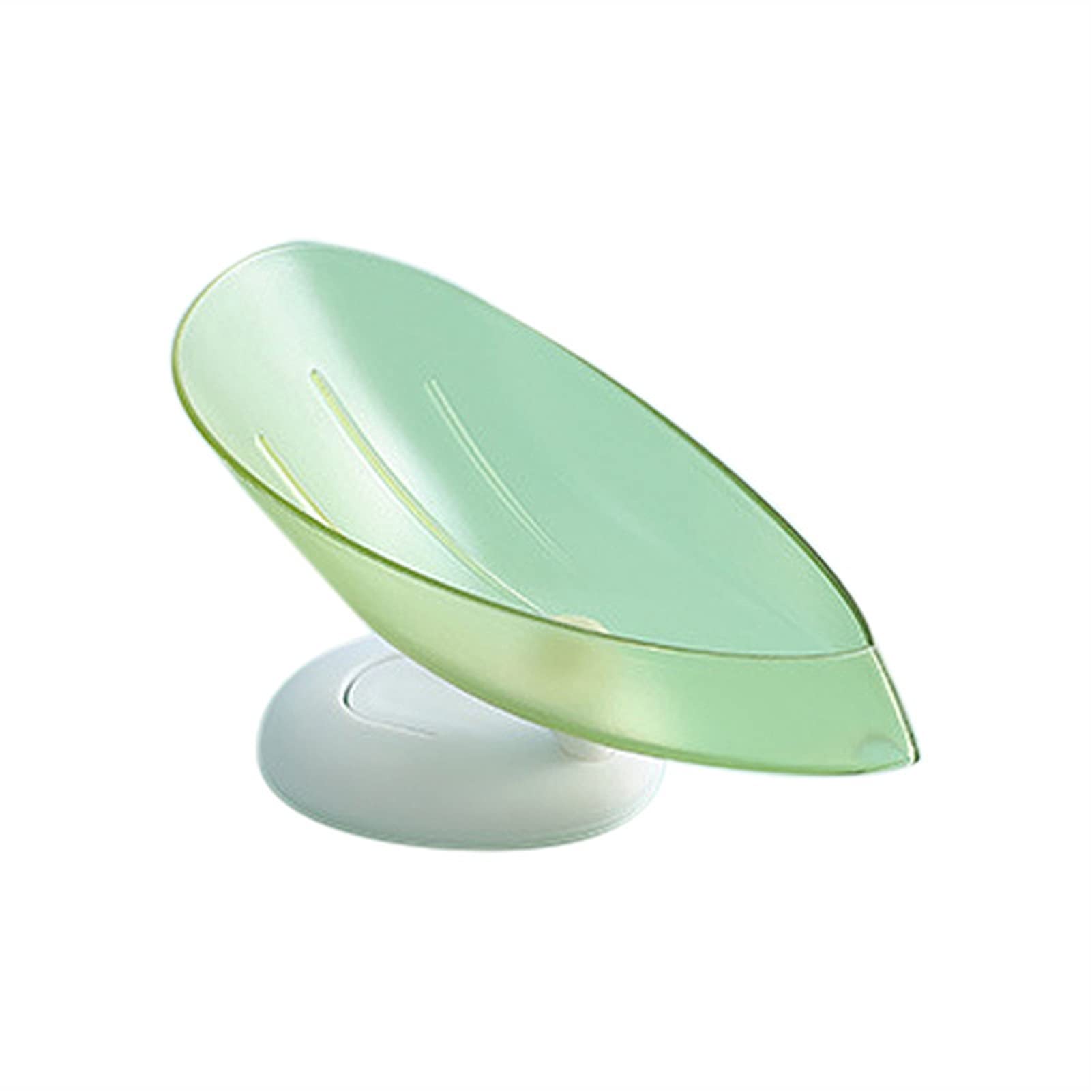 YXXJJ Plastic Soap Box with Suction Cup Base - Perforated Drain Rack, Bathroom & Shower Soap Holder, Household Storage Tray - Easy to Use, Beautiful Green Design - Perfect for Small Bathrooms, Travel, and Kitchen Sink Organization