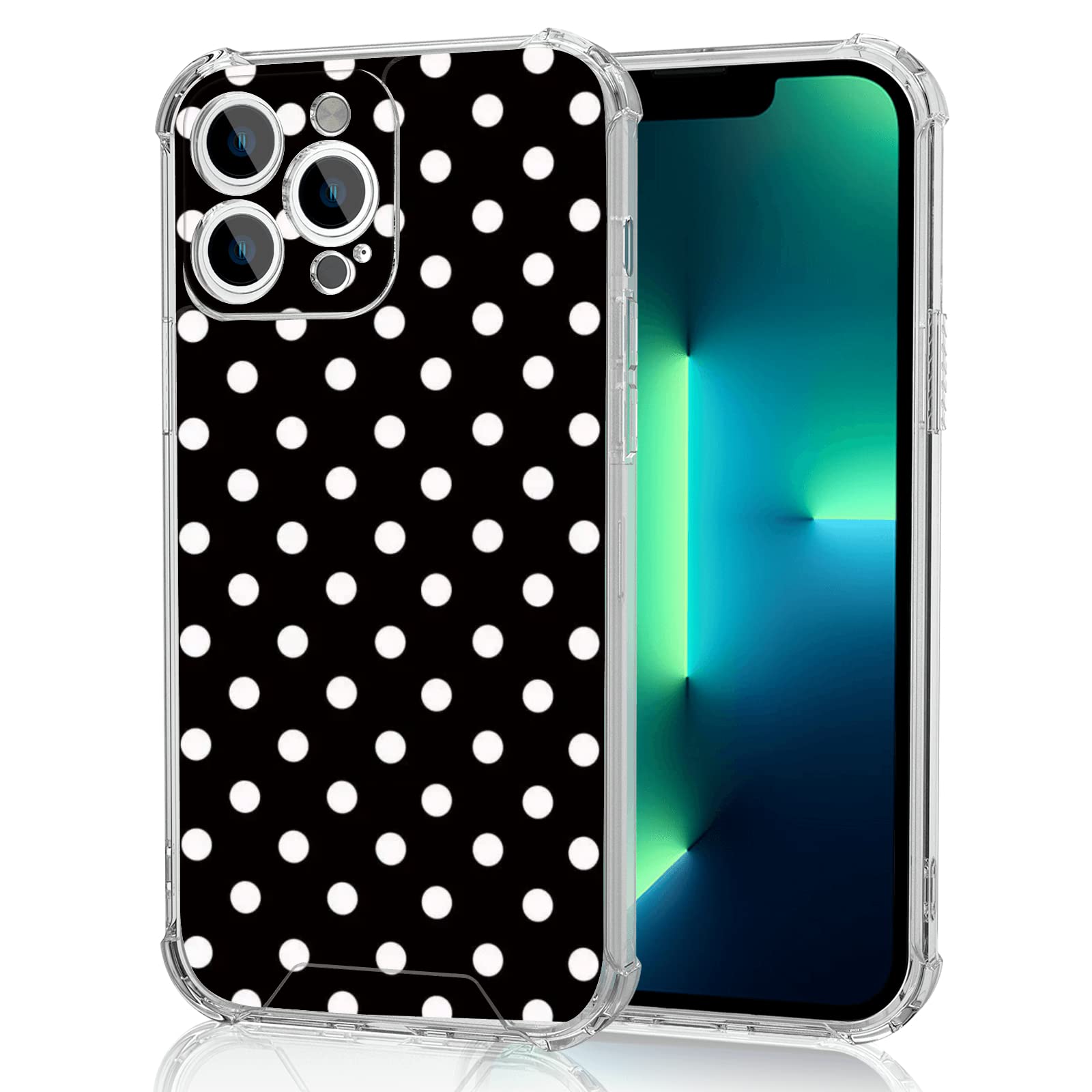 Spots Plaid Clear Soft Phone Case for iPhone 13 Pro Max (6.7 inch) - Fun Cute Polka Dot Protective Cover for Everyday Use & Fashion Accessory